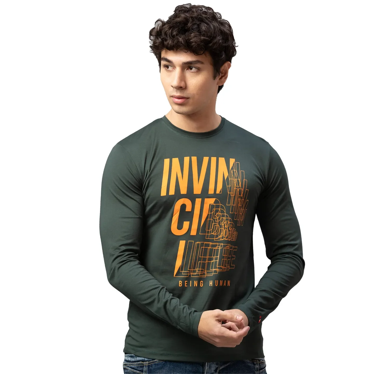 Red Regular Fit Men's Long Sleeves T-Shirt by Being Human Clothing