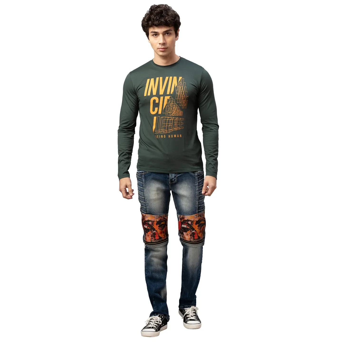 Red Regular Fit Men's Long Sleeves T-Shirt by Being Human Clothing - Image 2