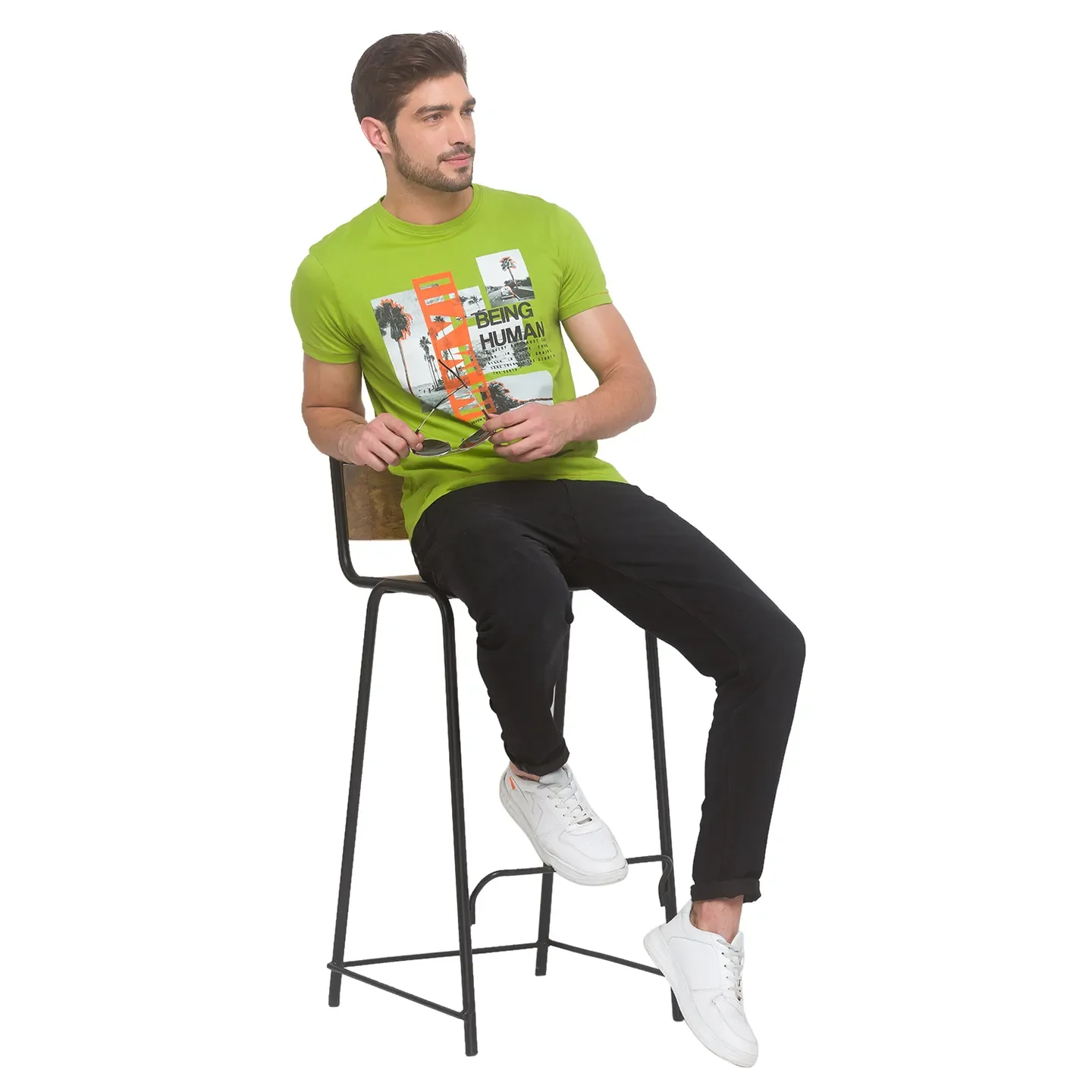 Bean Green Regular Fit Round Neck Men's T-Shirt by Being Human Clothing - Image 5