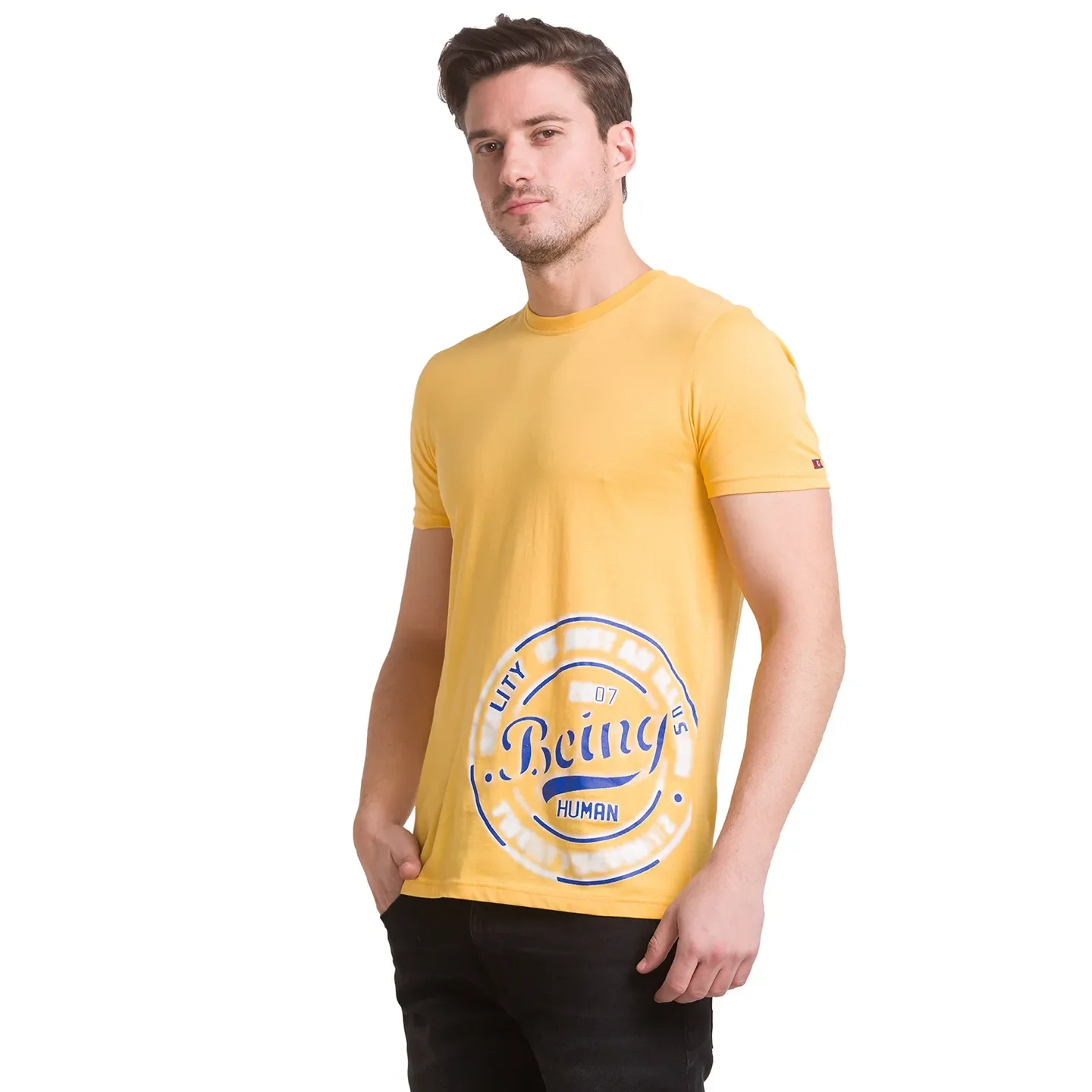 Yellow Regular Fit Round Neck Men's T-Shirt by Being Human Clothing - Image 10