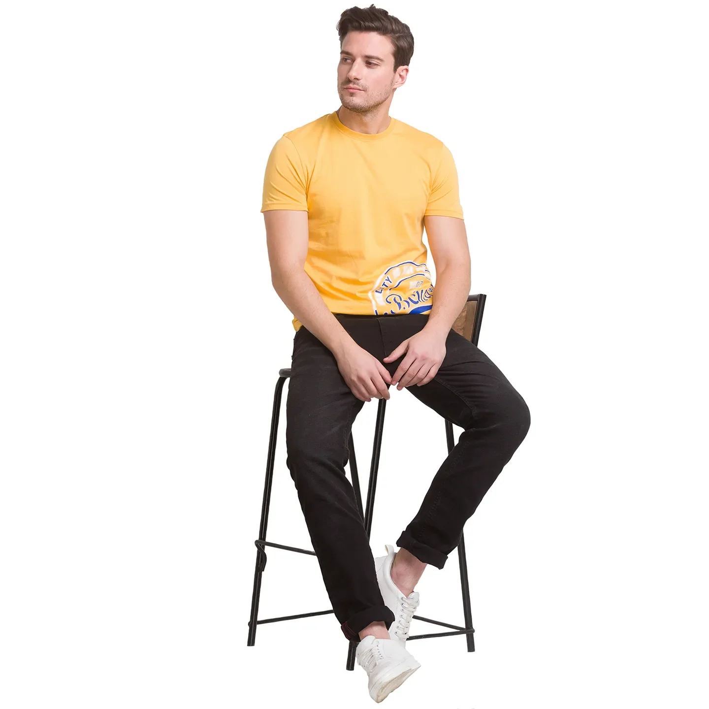 Yellow Regular Fit Round Neck Men's T-Shirt by Being Human Clothing - Image 3