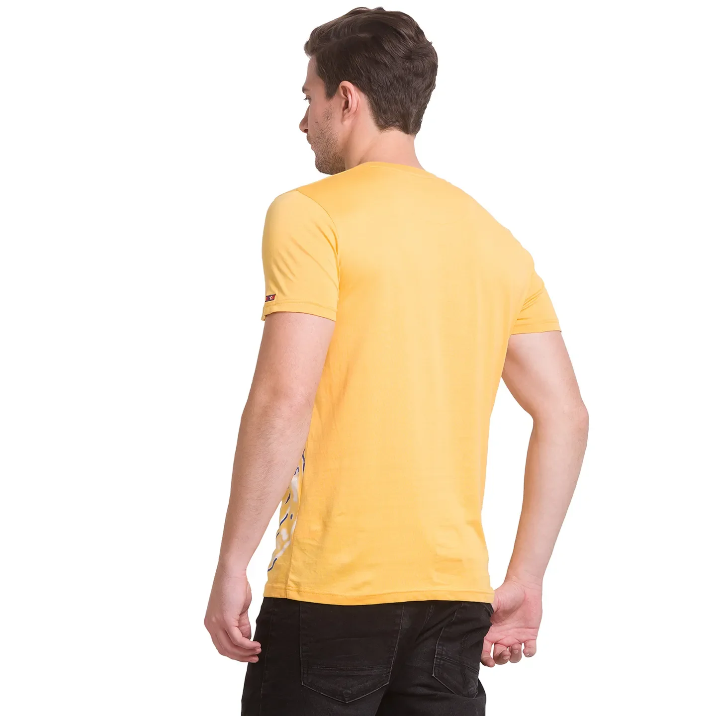 Yellow Regular Fit Round Neck Men's T-Shirt by Being Human Clothing - Image 4