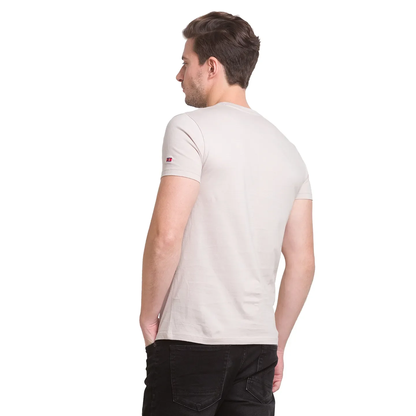 Beige Regular Fit Men's Short Sleeves T-Shirt by Being Human Clothing - Image 9