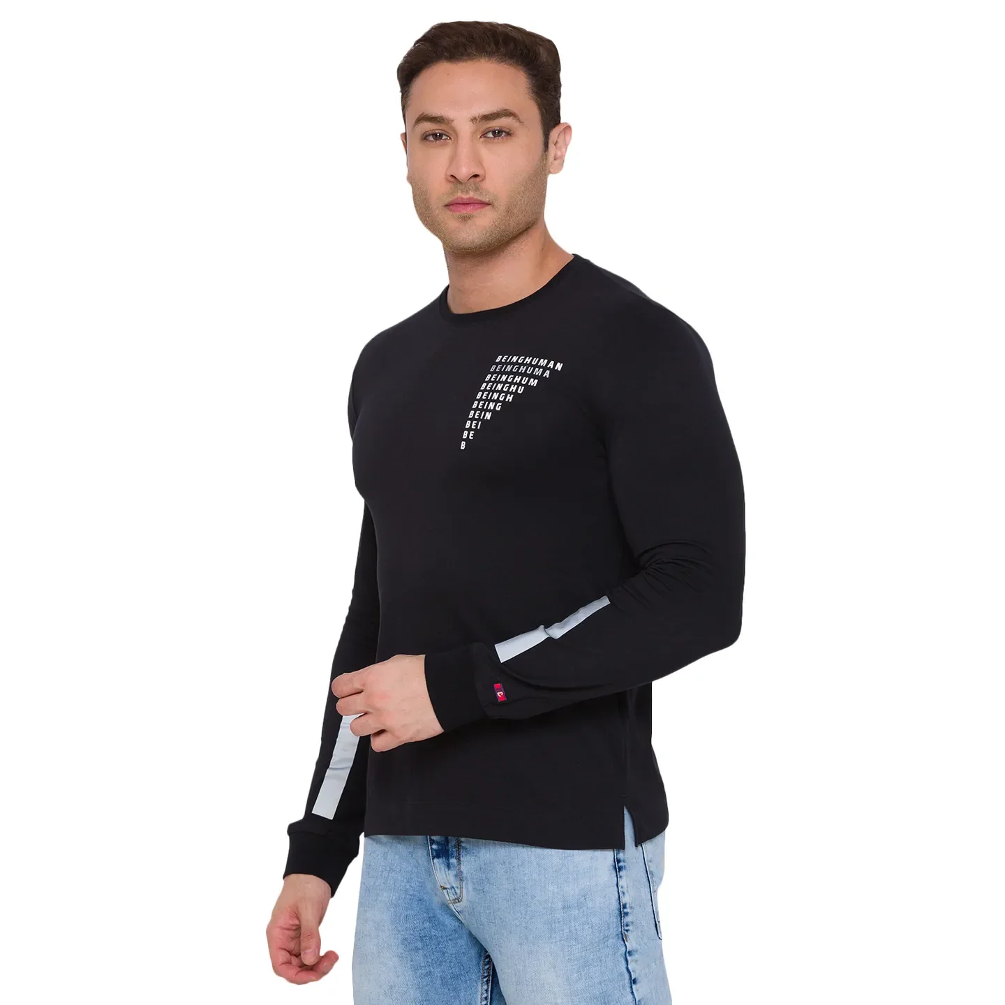 Black Regular Fit Men's Long Sleeves T-Shirt by Being Human Clothing - Image 2