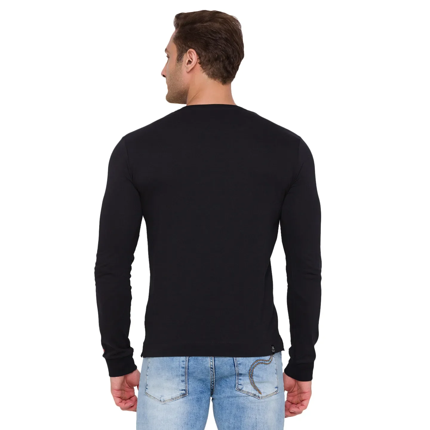 Black Regular Fit Men's Long Sleeves T-Shirt by Being Human Clothing - Image 3