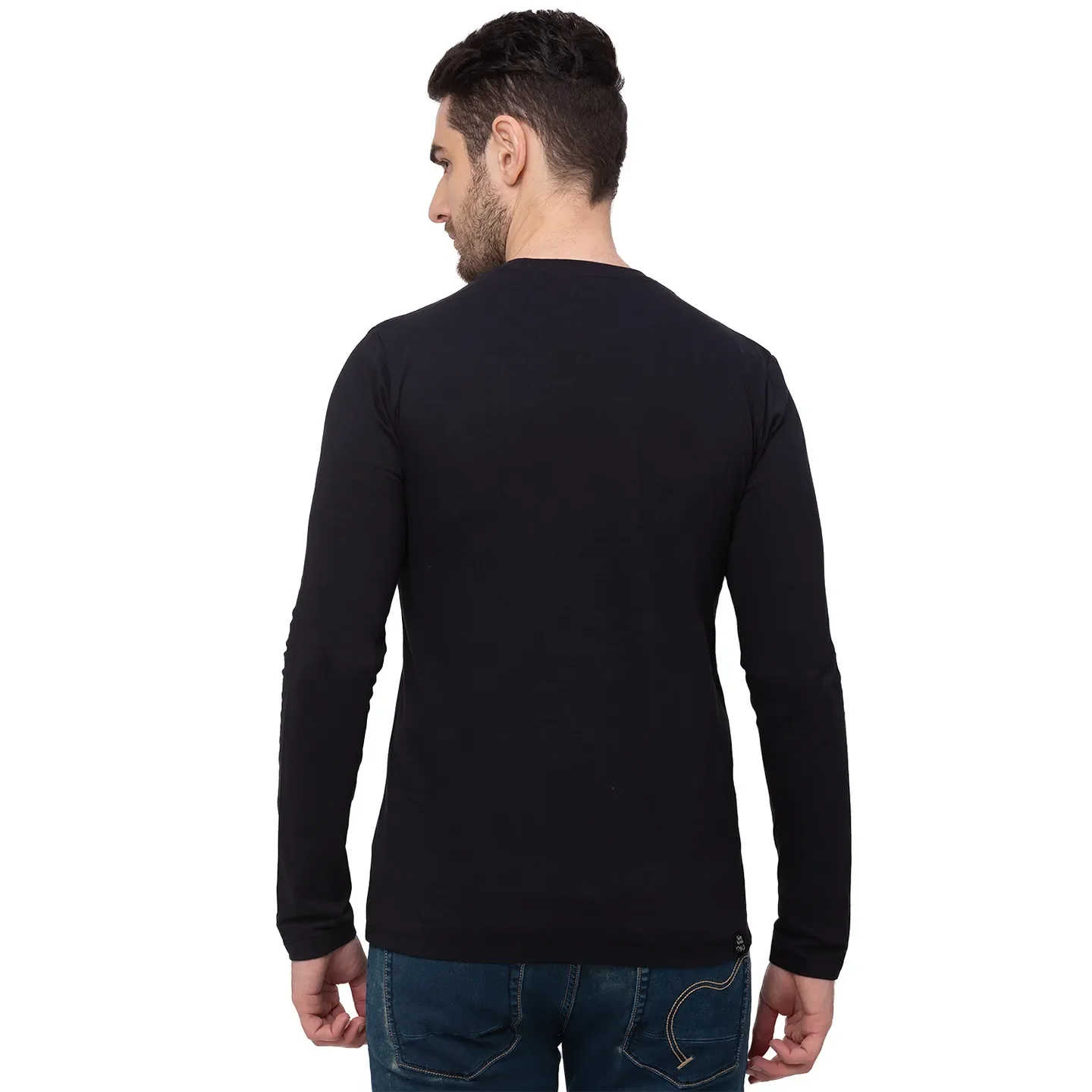 Black Regular Fit Men's Long Sleeves T-Shirt by Being Human Clothing - Image 2