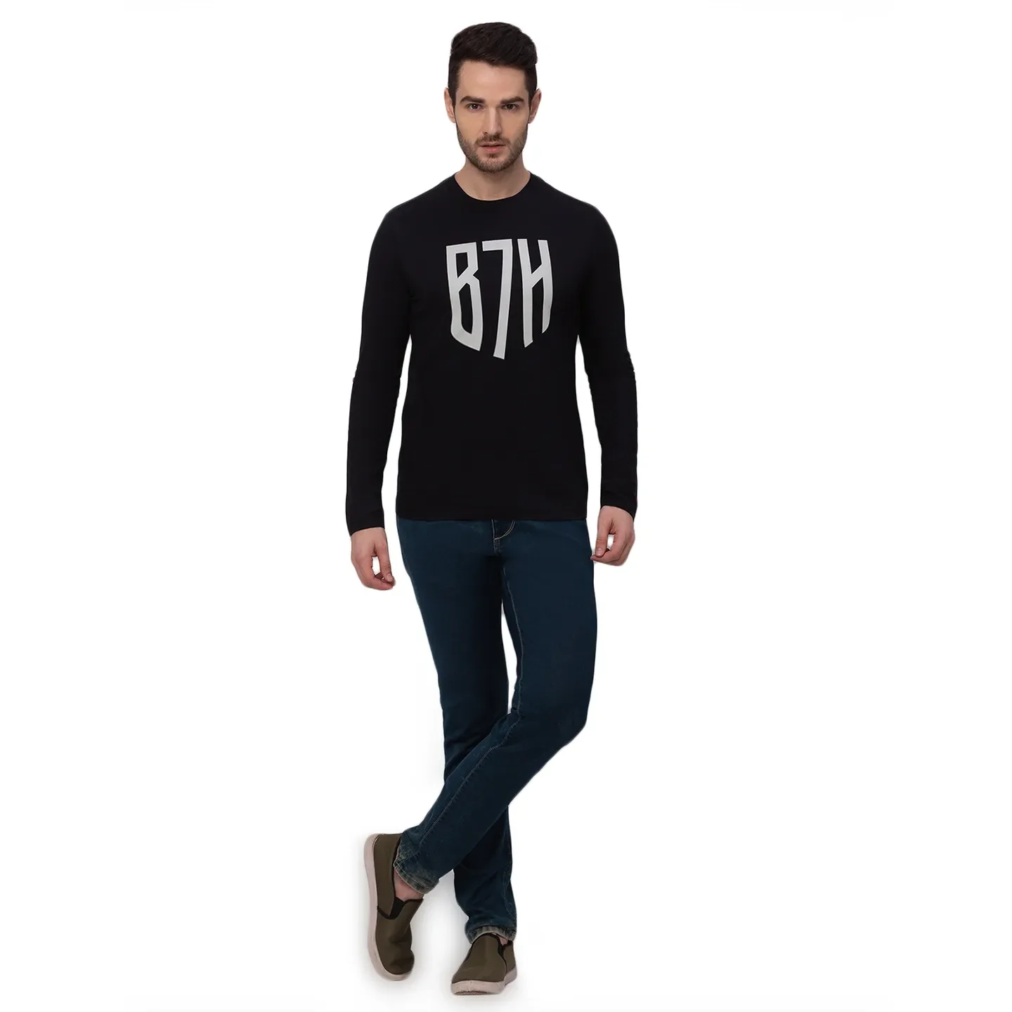 Black Regular Fit Men's Long Sleeves T-Shirt by Being Human Clothing - Image 5