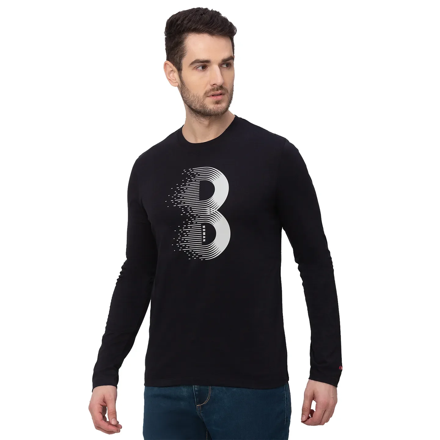 Black Regular Fit Men's Long Sleeves T-Shirt by Being Human Clothing - Image 3