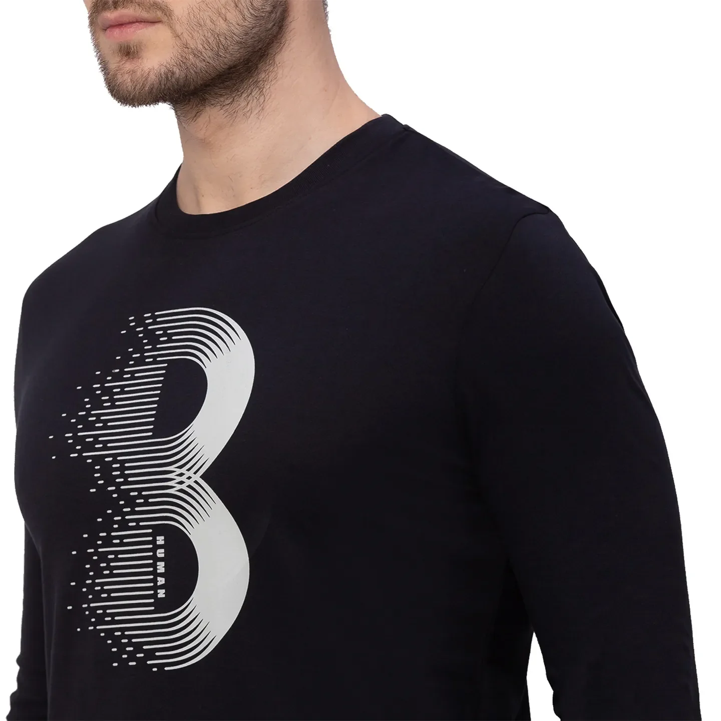 Black Regular Fit Men's Long Sleeves T-Shirt by Being Human Clothing - Image 4