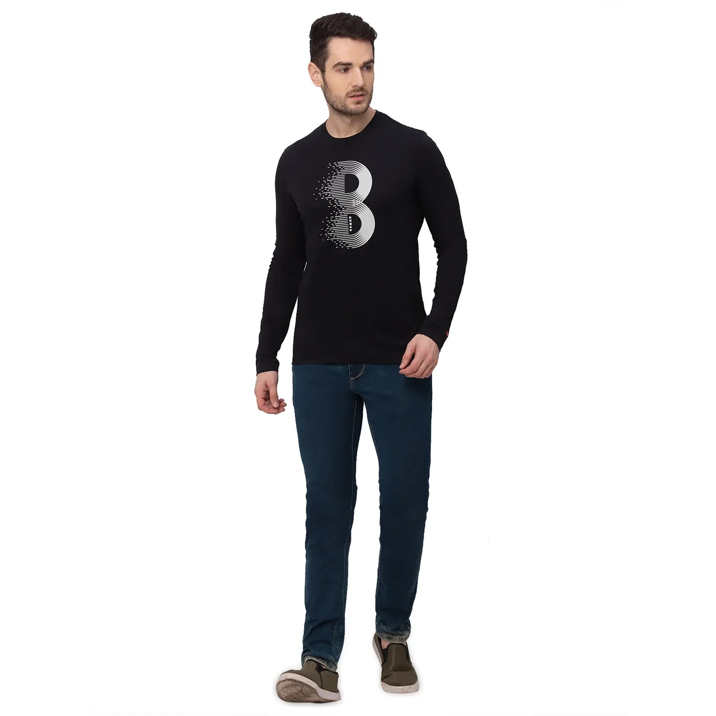 Black Regular Fit Men's Long Sleeves T-Shirt by Being Human Clothing - Image 5
