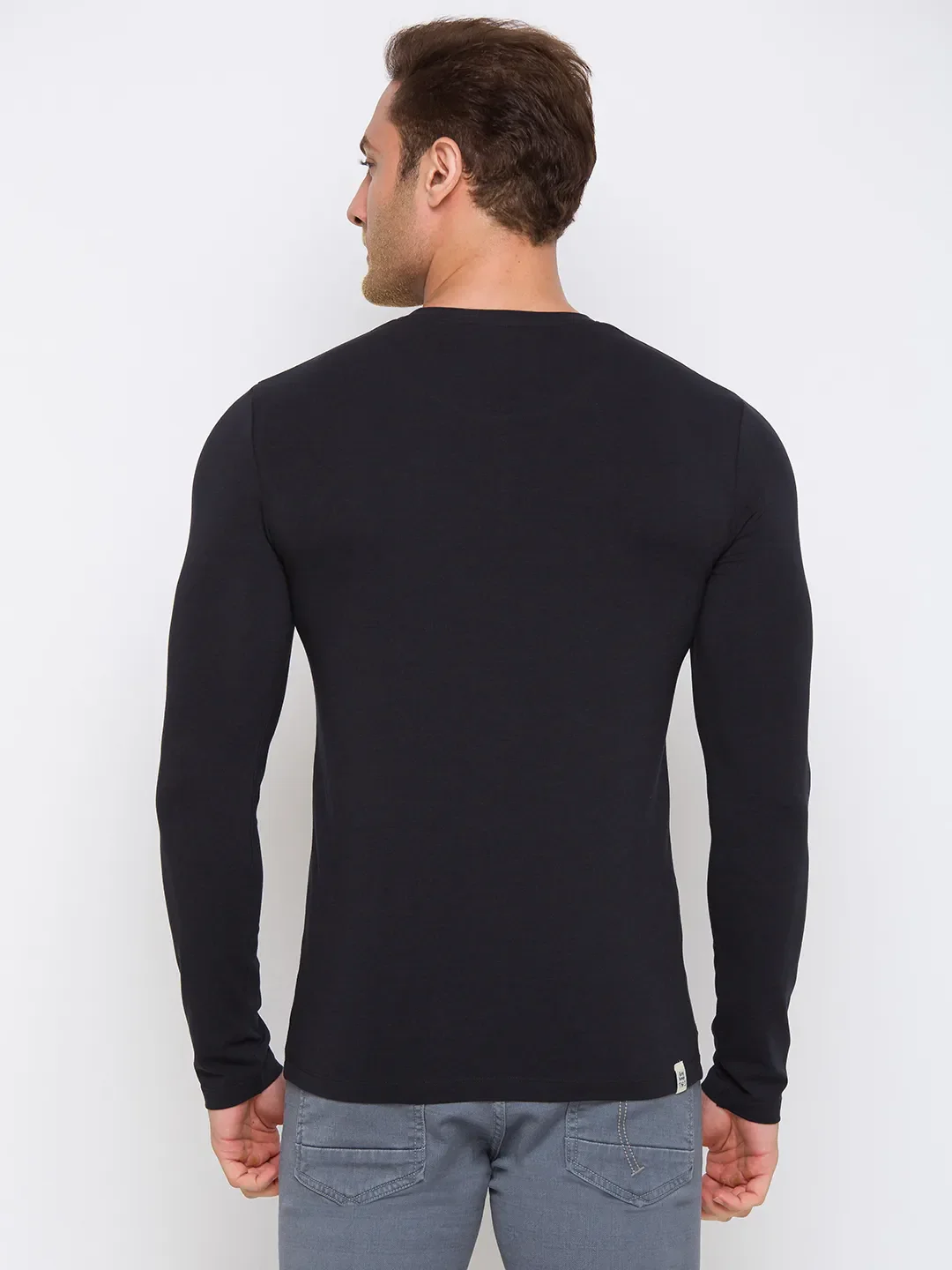 Black Regular Fit Men's Long Sleeves T-Shirt by Being Human Clothing - Image 3