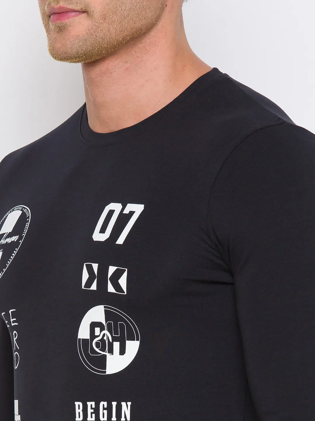 Black Regular Fit Men's Long Sleeves T-Shirt by Being Human Clothing - Image 4