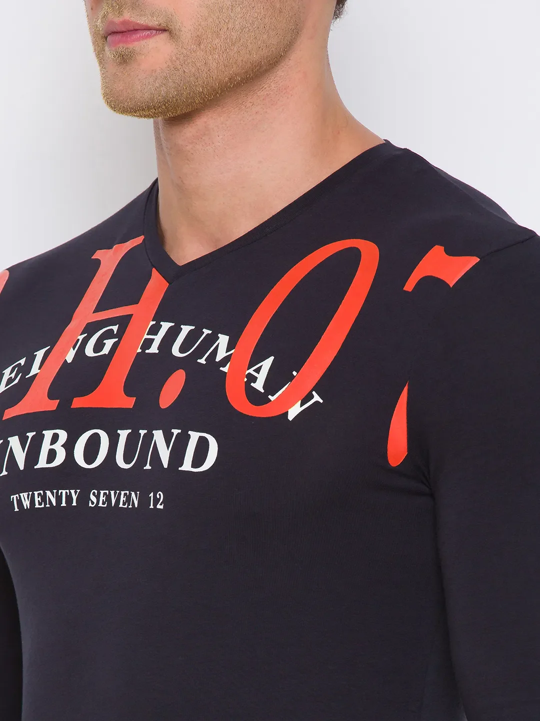 Black Regular Fit Round Neck Men's T-Shirt by Being Human Clothing - Image 4