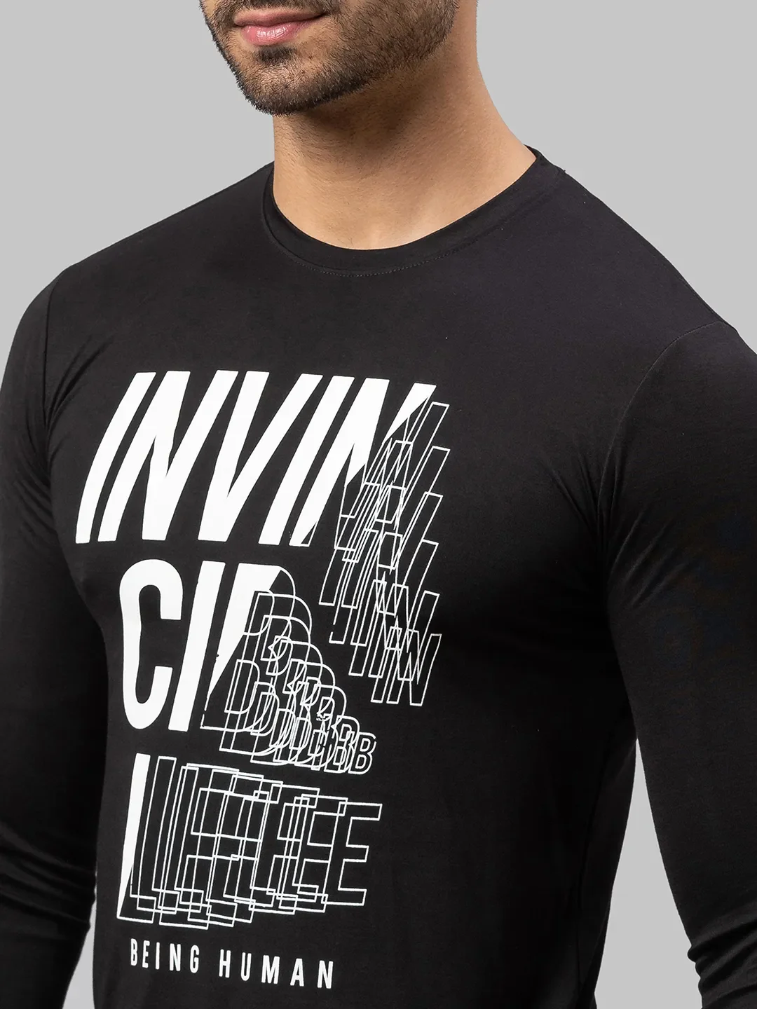 Black Regular Fit Men's Long Sleeves T-Shirt by Being Human Clothing - Image 4