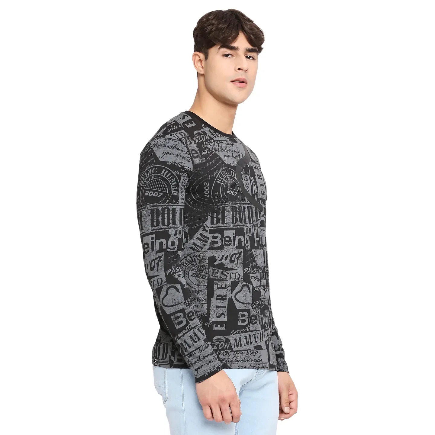Black Regular Fit Men's Long Sleeves T-Shirt by Being Human Clothing - Image 3