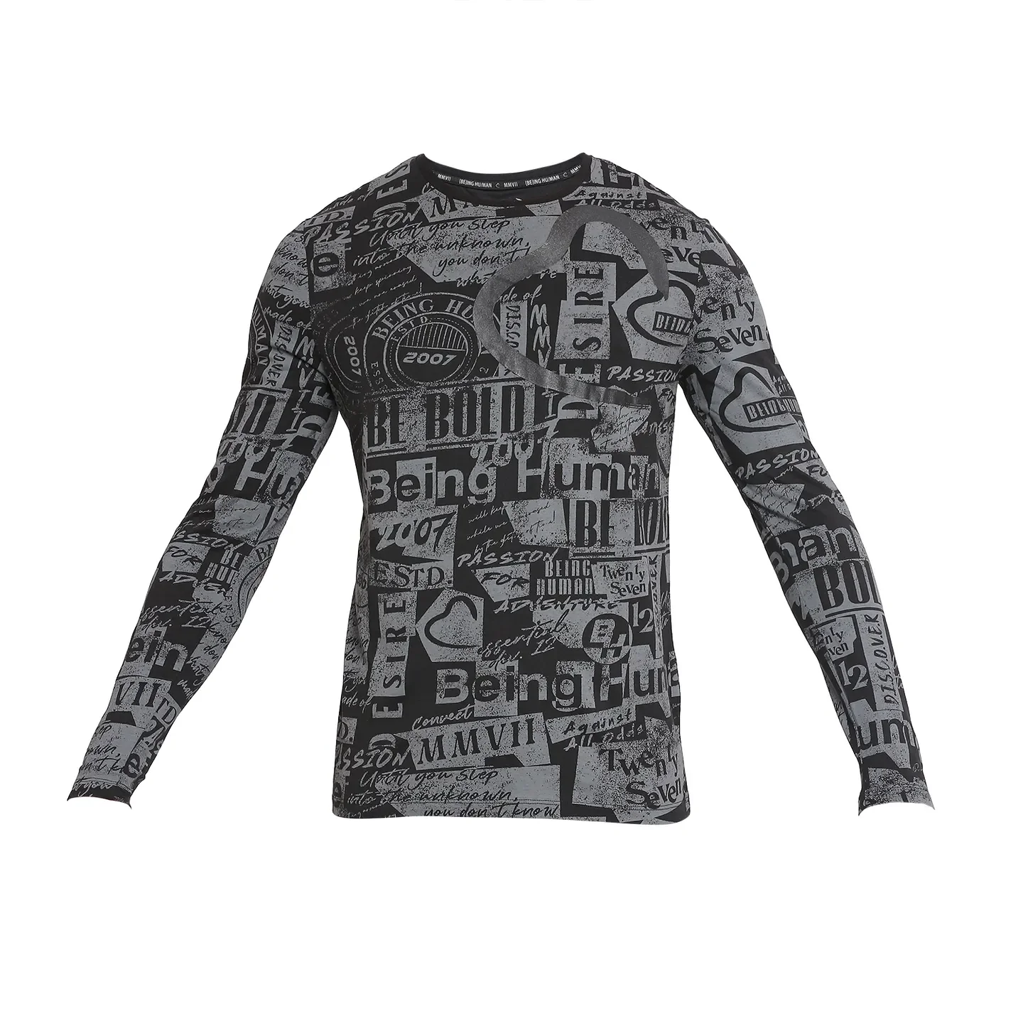 Black Regular Fit Men's Long Sleeves T-Shirt by Being Human Clothing - Image 7