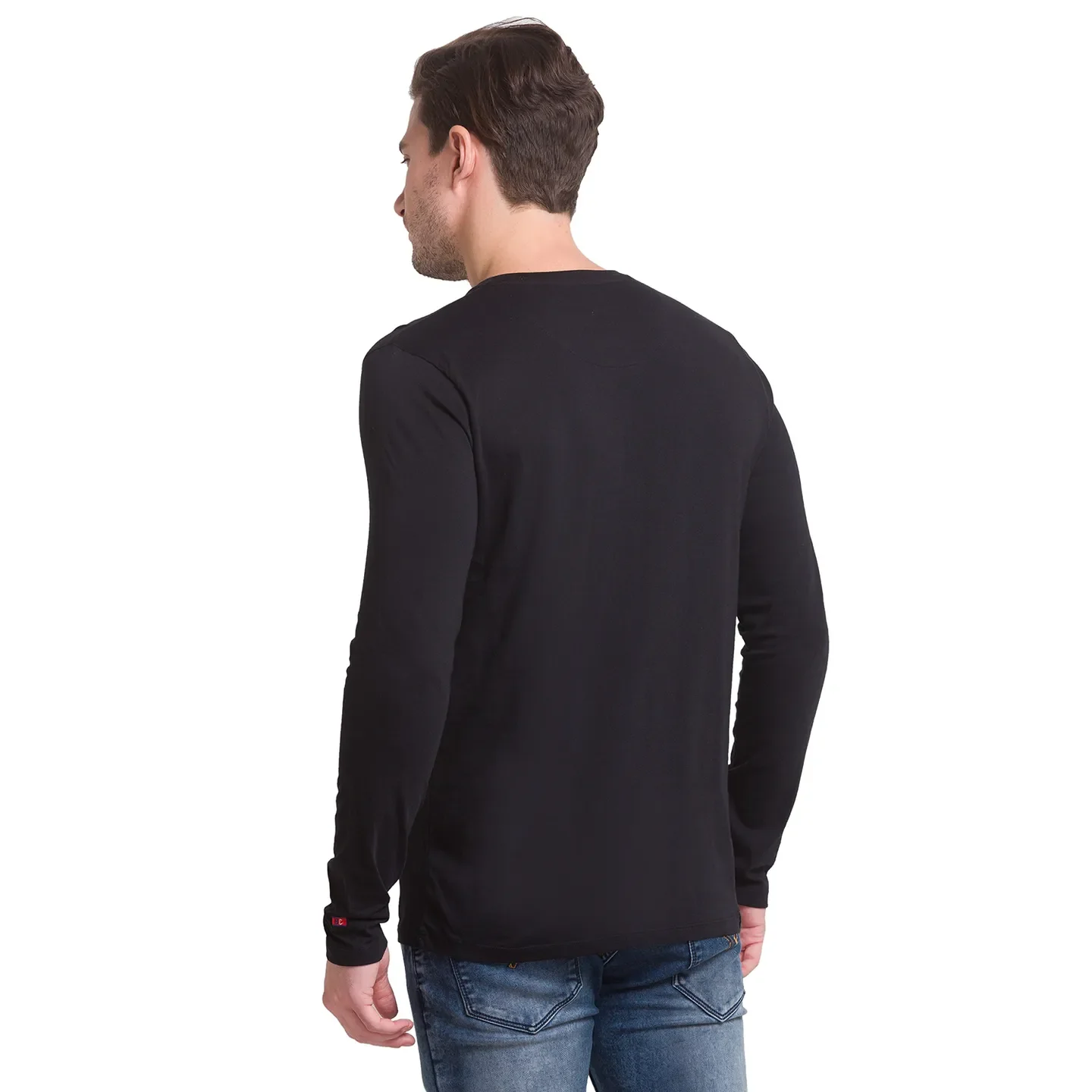 Black Regular Fit Men's Long Sleeves T-Shirt by Being Human Clothing - Image 3