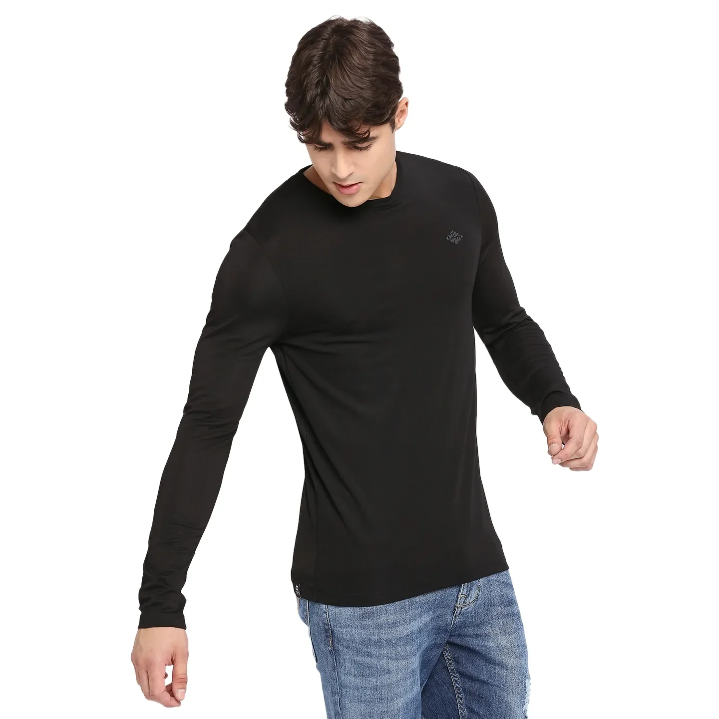 Black Regular Fit Men's Long Sleeves T-Shirt by Being Human Clothing - Image 3