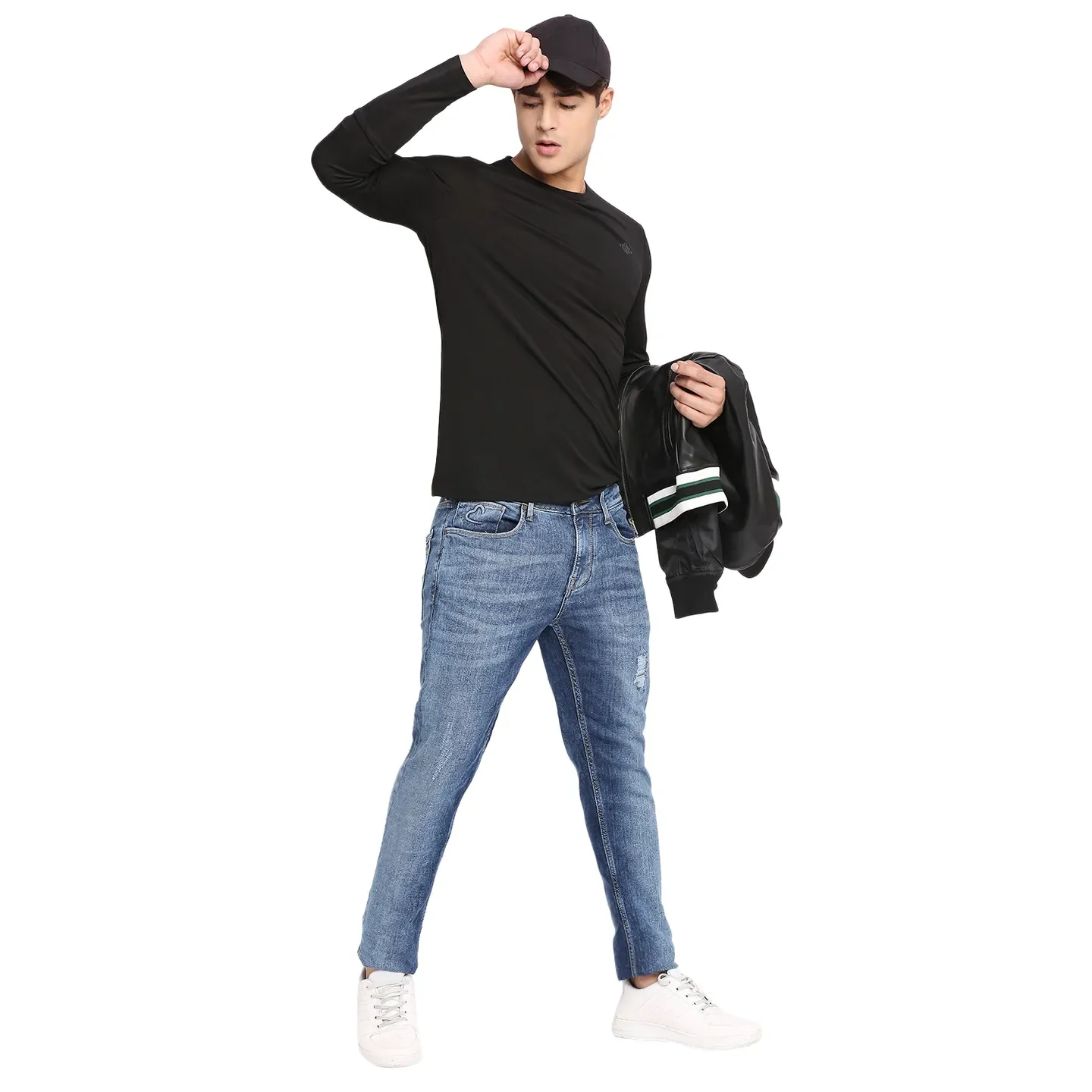 Black Regular Fit Men's Long Sleeves T-Shirt by Being Human Clothing - Image 6