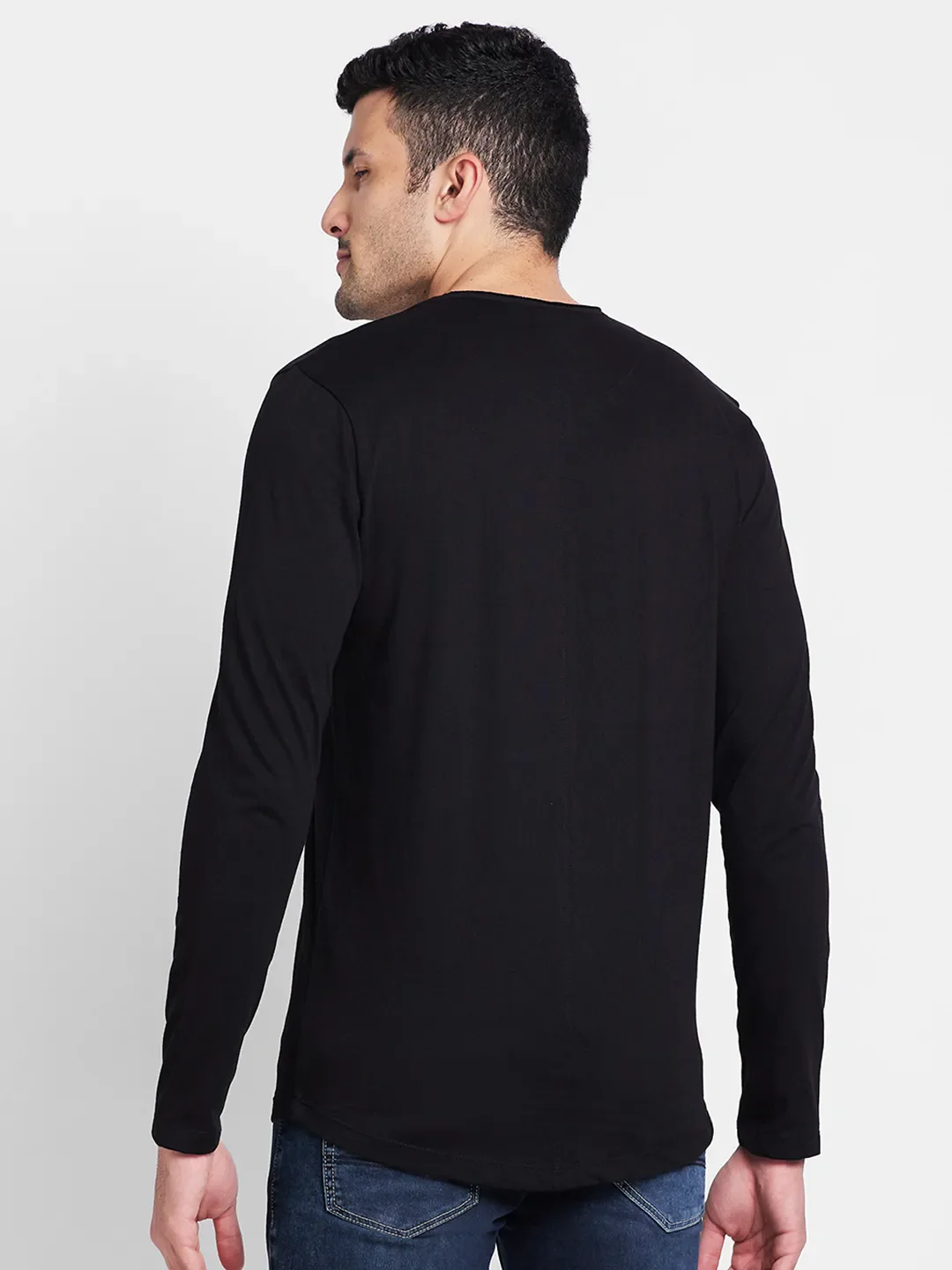 Black Regular Fit Round Neck Men's T-Shirt by Being Human Clothing - Image 3