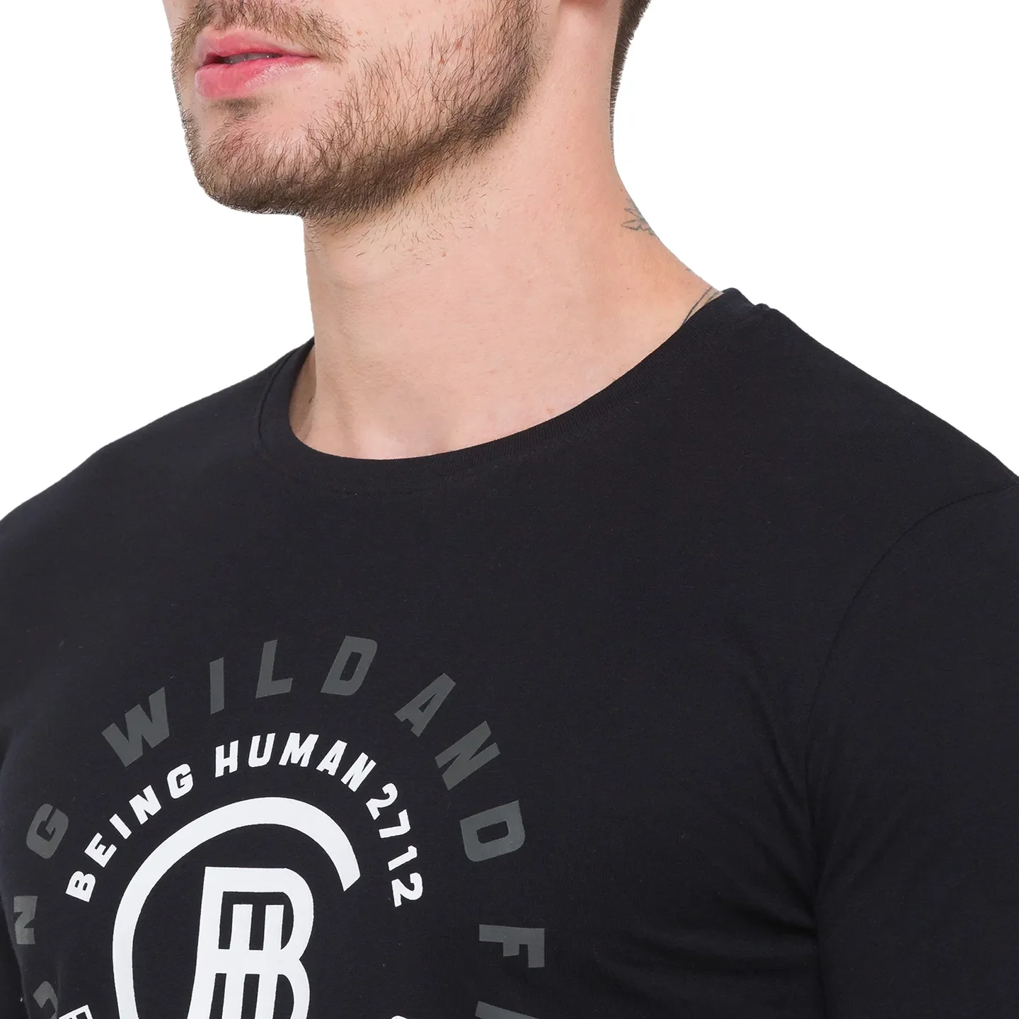 Black Regular Fit Men's Long Sleeves T-Shirt by Being Human Clothing - Image 5