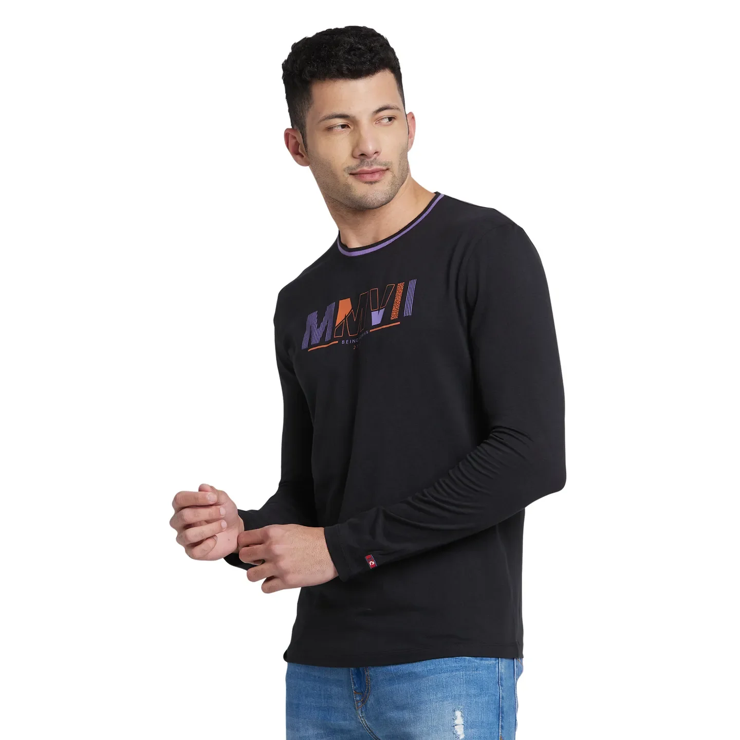 Black Regular Fit Round Neck Men's T-Shirt by Being Human Clothing - Image 2