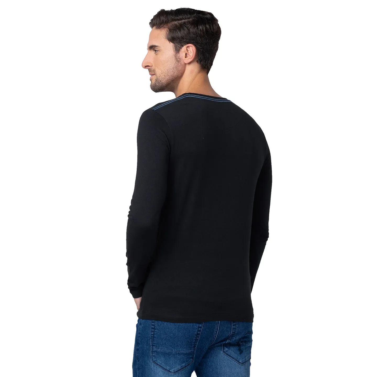 Black Regular Fit Men's Long Sleeves T-Shirt by Being Human Clothing - Image 3