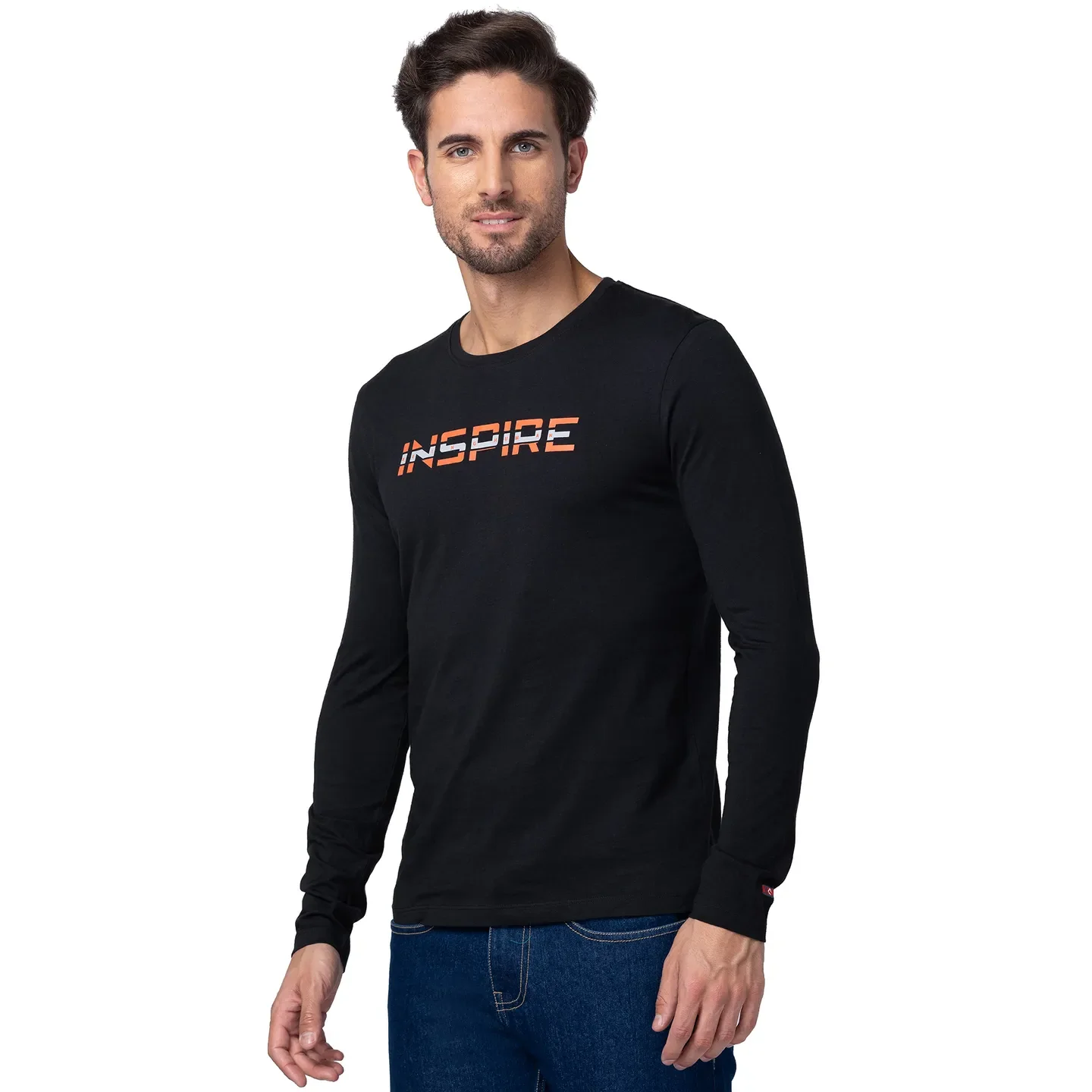 Black Regular Fit Men's Long Sleeves T-Shirt by Being Human Clothing - Image 2