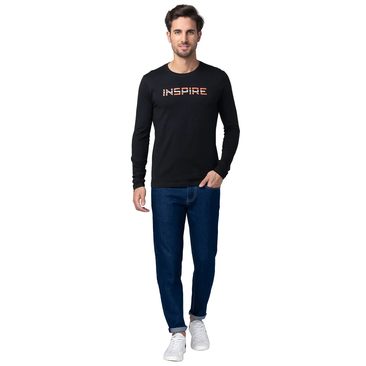 Black Regular Fit Men's Long Sleeves T-Shirt by Being Human Clothing - Image 5