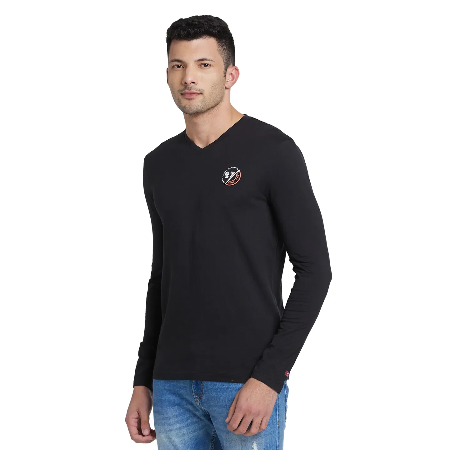 Black Regular Fit Men's Long Sleeves T-Shirt by Being Human Clothing - Image 2