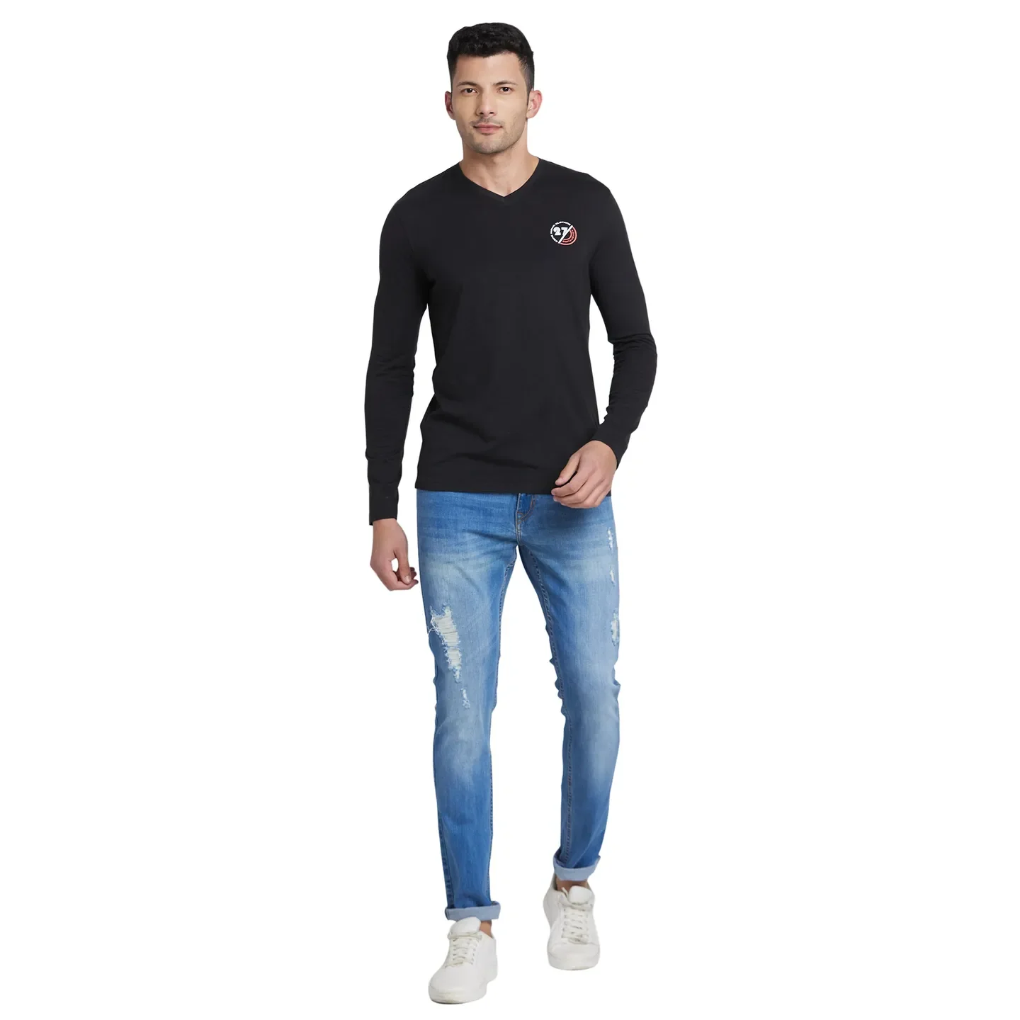 Black Regular Fit Men's Long Sleeves T-Shirt by Being Human Clothing - Image 5