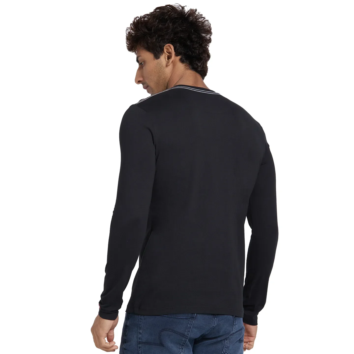 Black Regular Fit Men's Long Sleeves T-Shirt by Being Human Clothing - Image 3