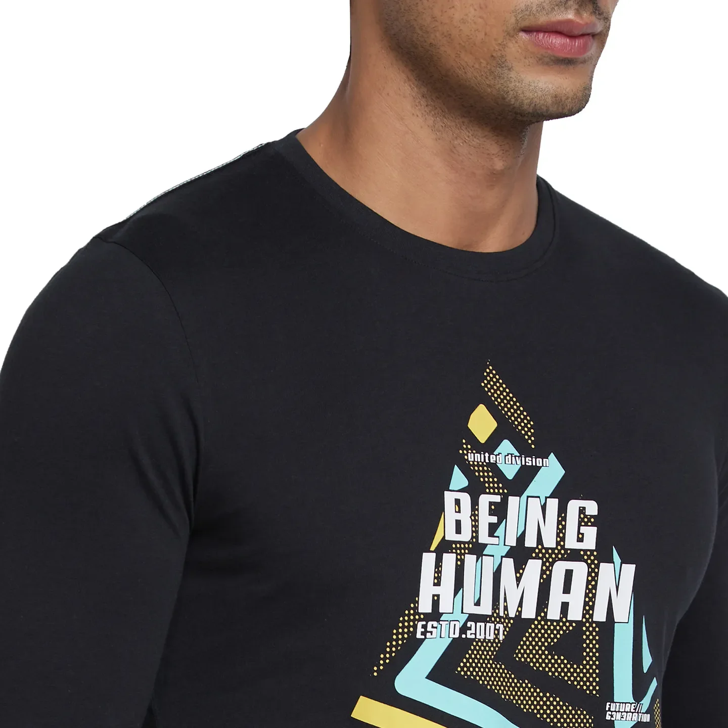 Black Regular Fit Men's Long Sleeves T-Shirt by Being Human Clothing - Image 4