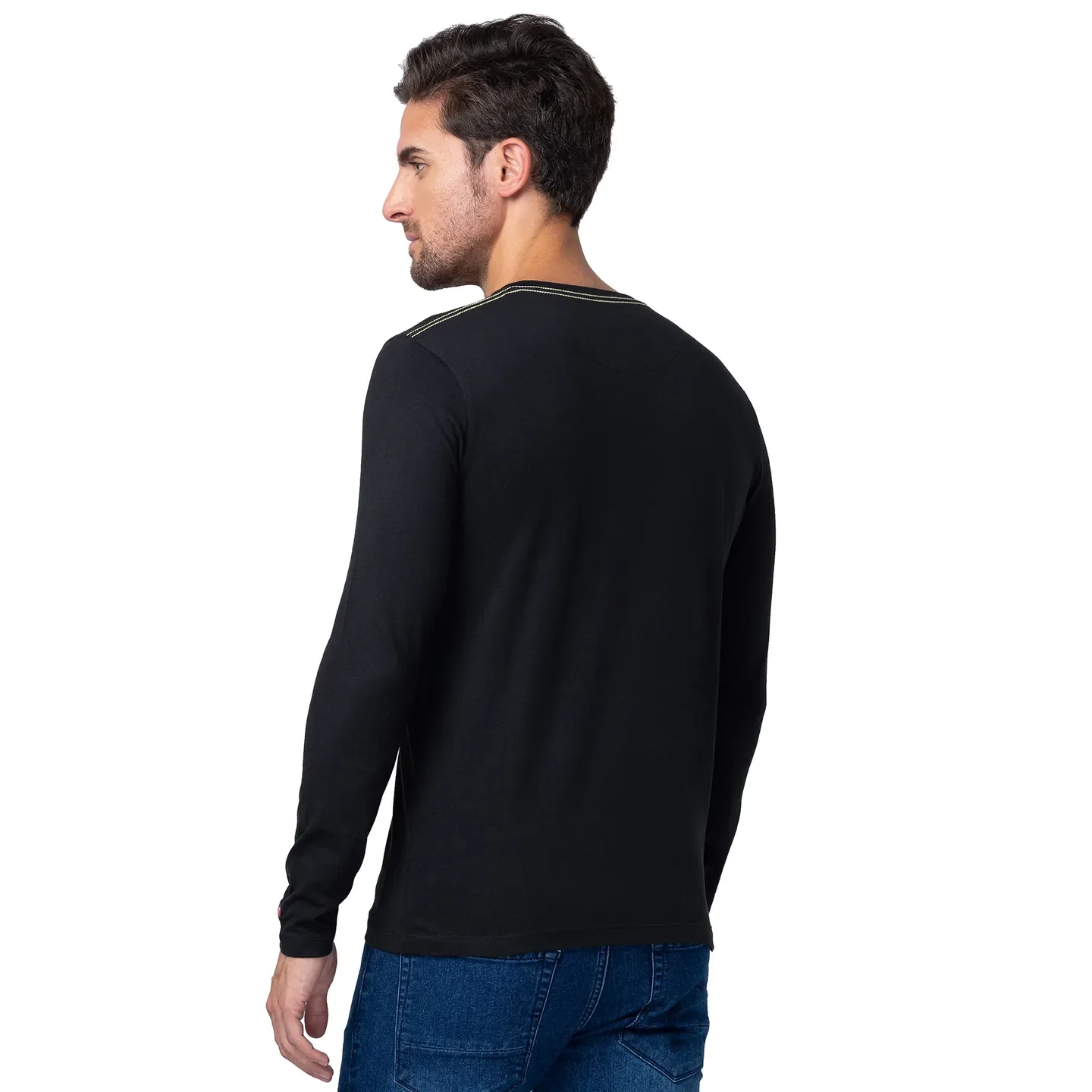 Black Regular Fit Men's Long Sleeves T-Shirt by Being Human Clothing - Image 3
