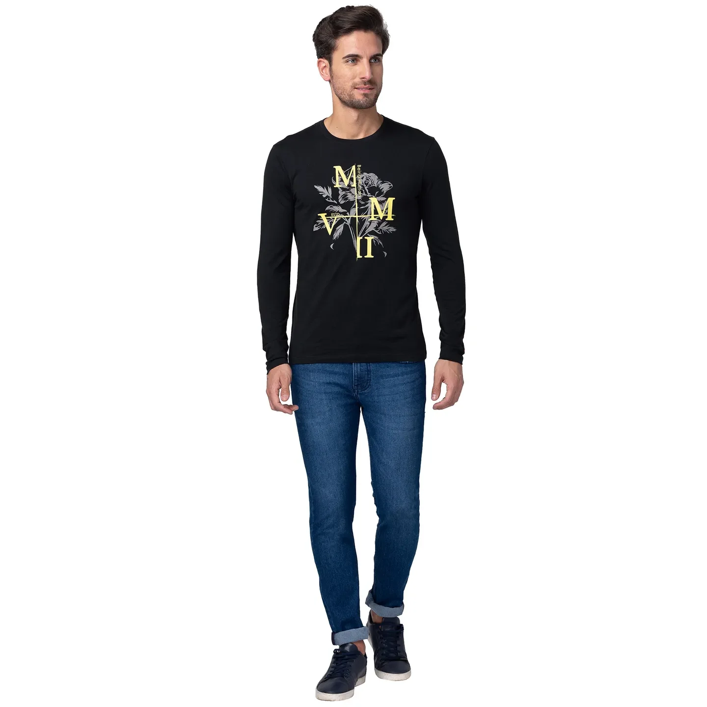 Black Regular Fit Men's Long Sleeves T-Shirt by Being Human Clothing - Image 5