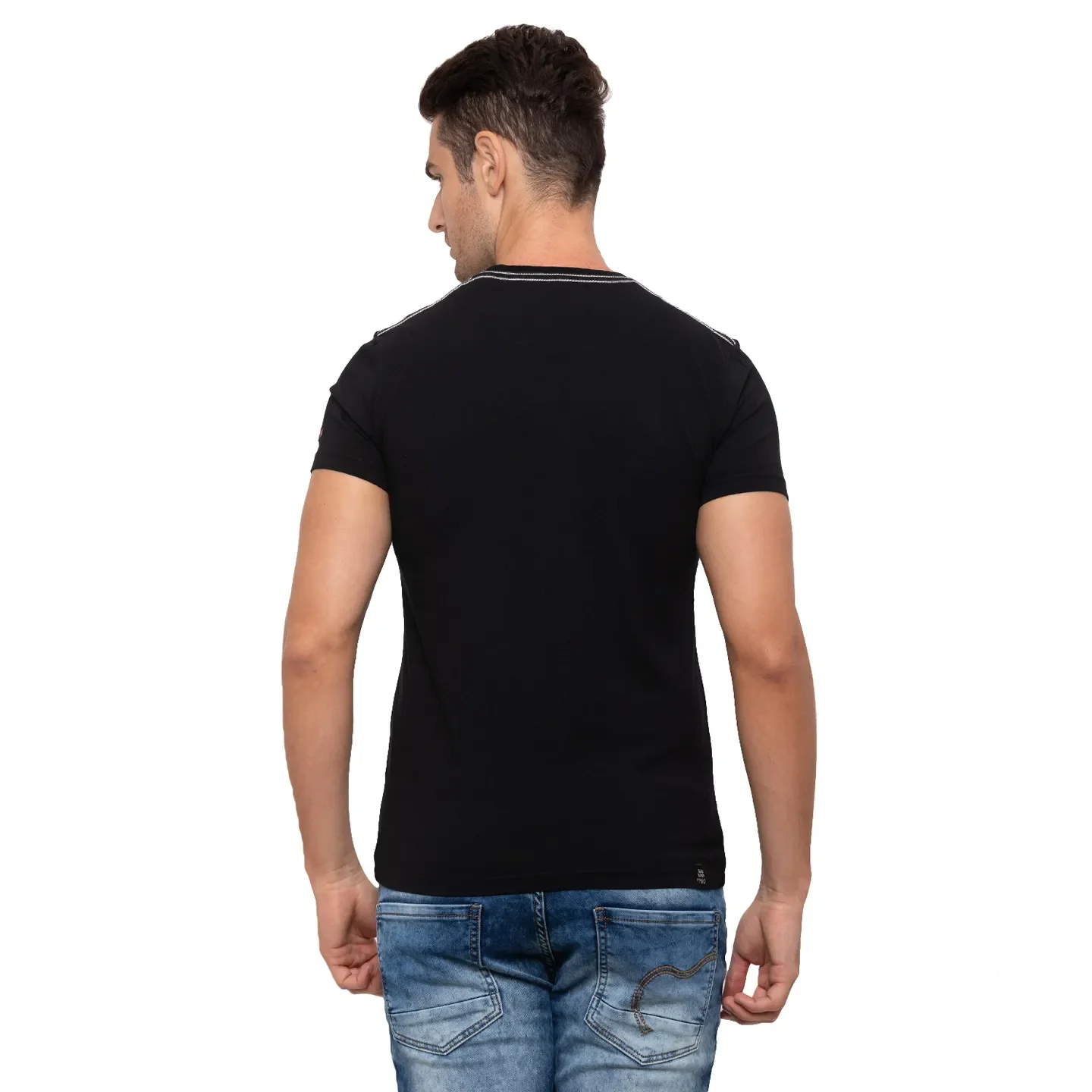 Black Regular Fit Men's Short Sleeves T-Shirt by Being Human Clothing - Image 3