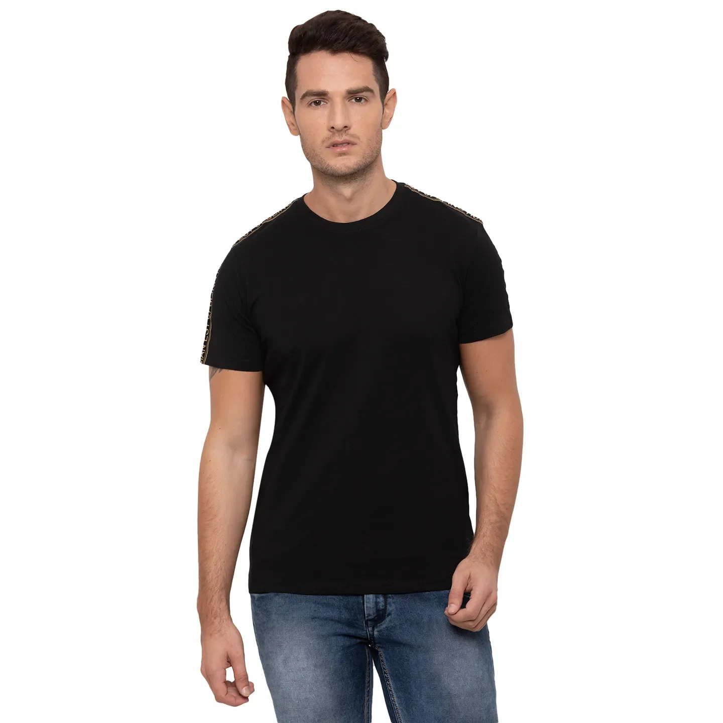 Black Regular Fit Men's Short Sleeves T-Shirt by Being Human Clothing