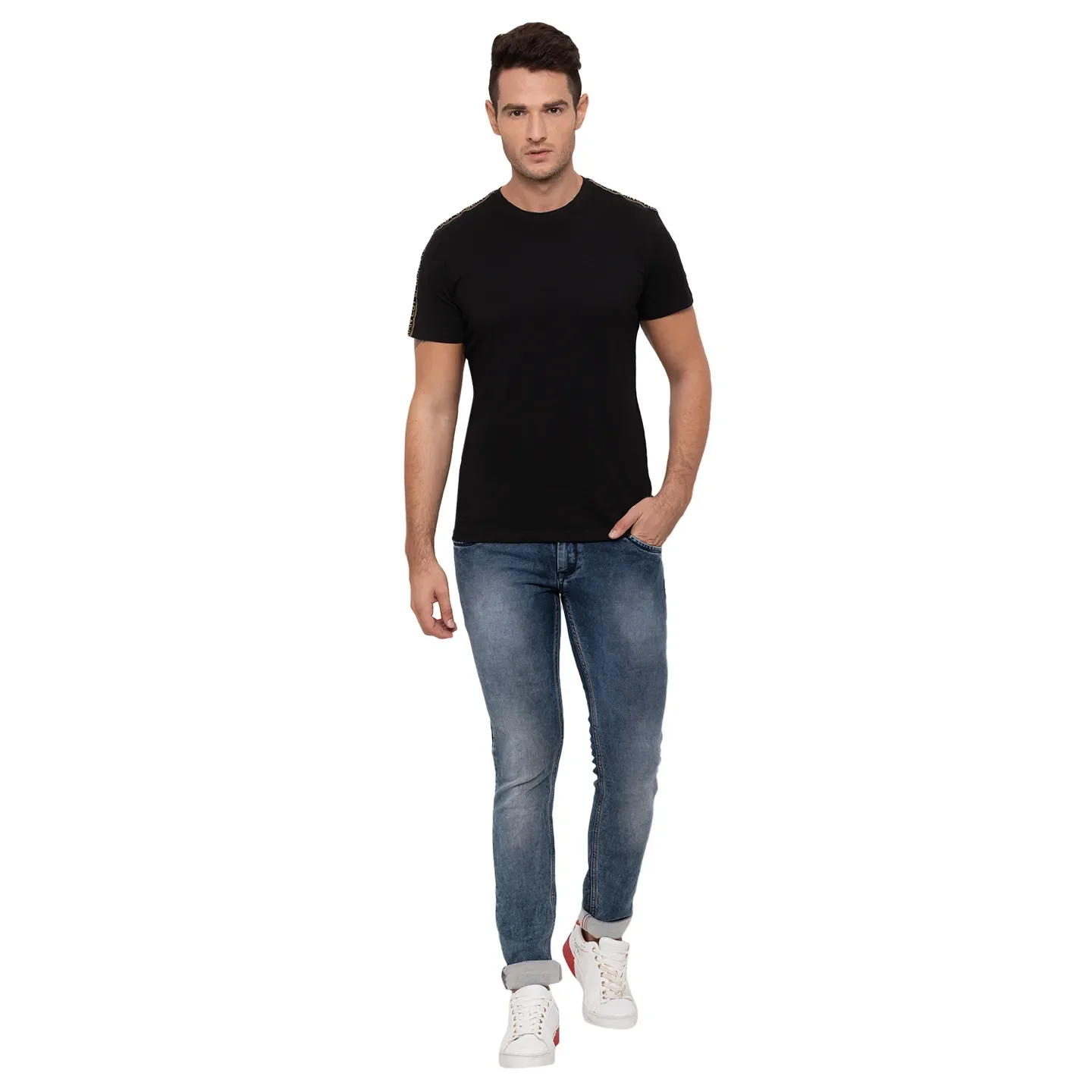 Black Regular Fit Men's Short Sleeves T-Shirt by Being Human Clothing - Image 2
