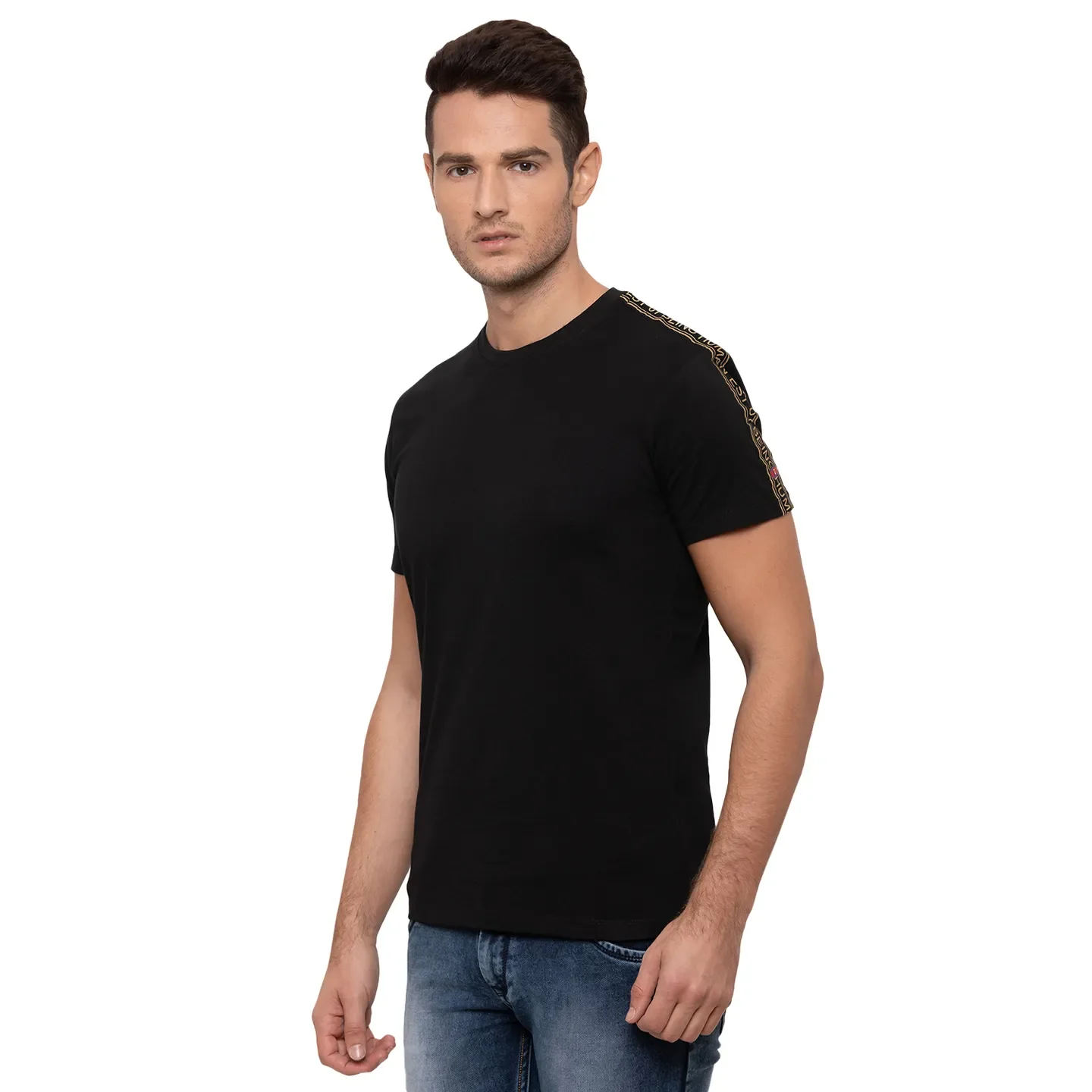 Black Regular Fit Men's Short Sleeves T-Shirt by Being Human Clothing - Image 4