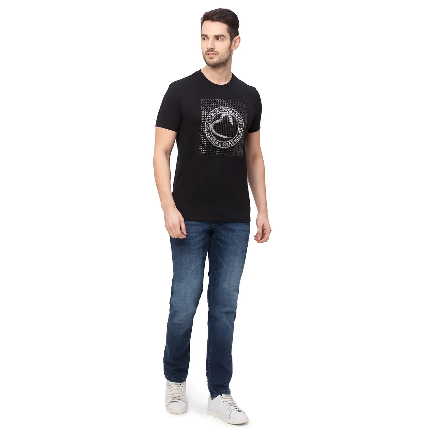 Black Regular Fit Men's Short Sleeves T-Shirt by Being Human Clothing - Image 5