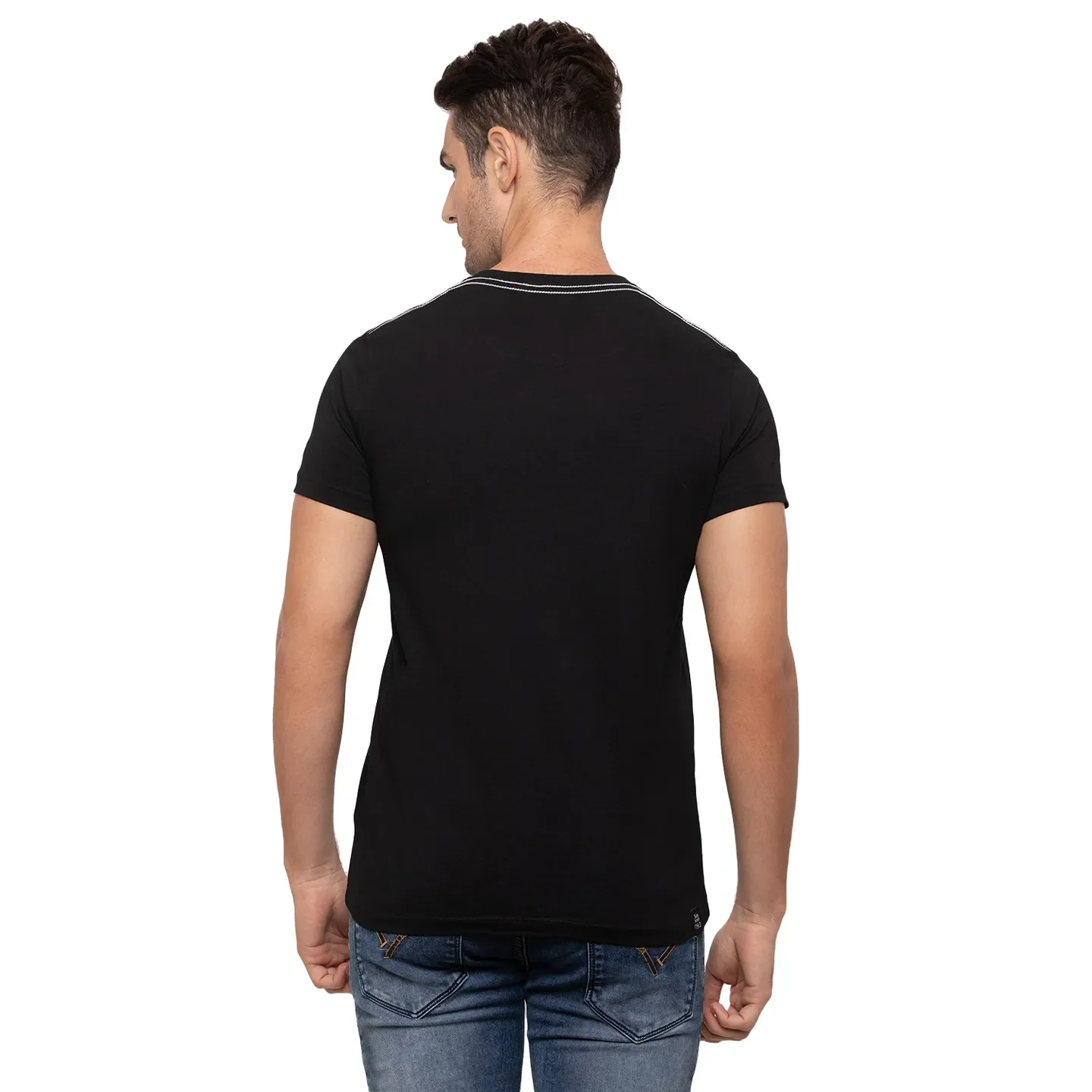 Black Regular Fit Men's Short Sleeves T-Shirt by Being Human Clothing - Image 3