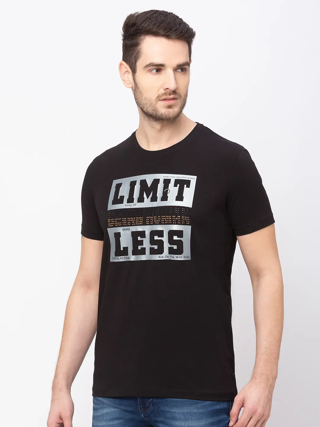 Black Regular Fit Men's Short Sleeves T-Shirt by Being Human Clothing - Image 3