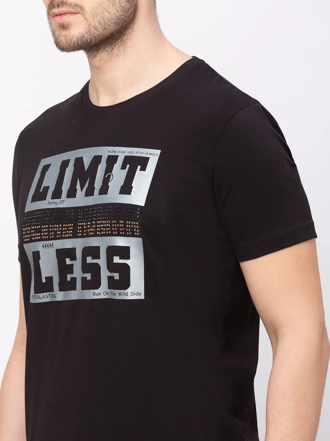 Black Regular Fit Men's Short Sleeves T-Shirt by Being Human Clothing - Image 4