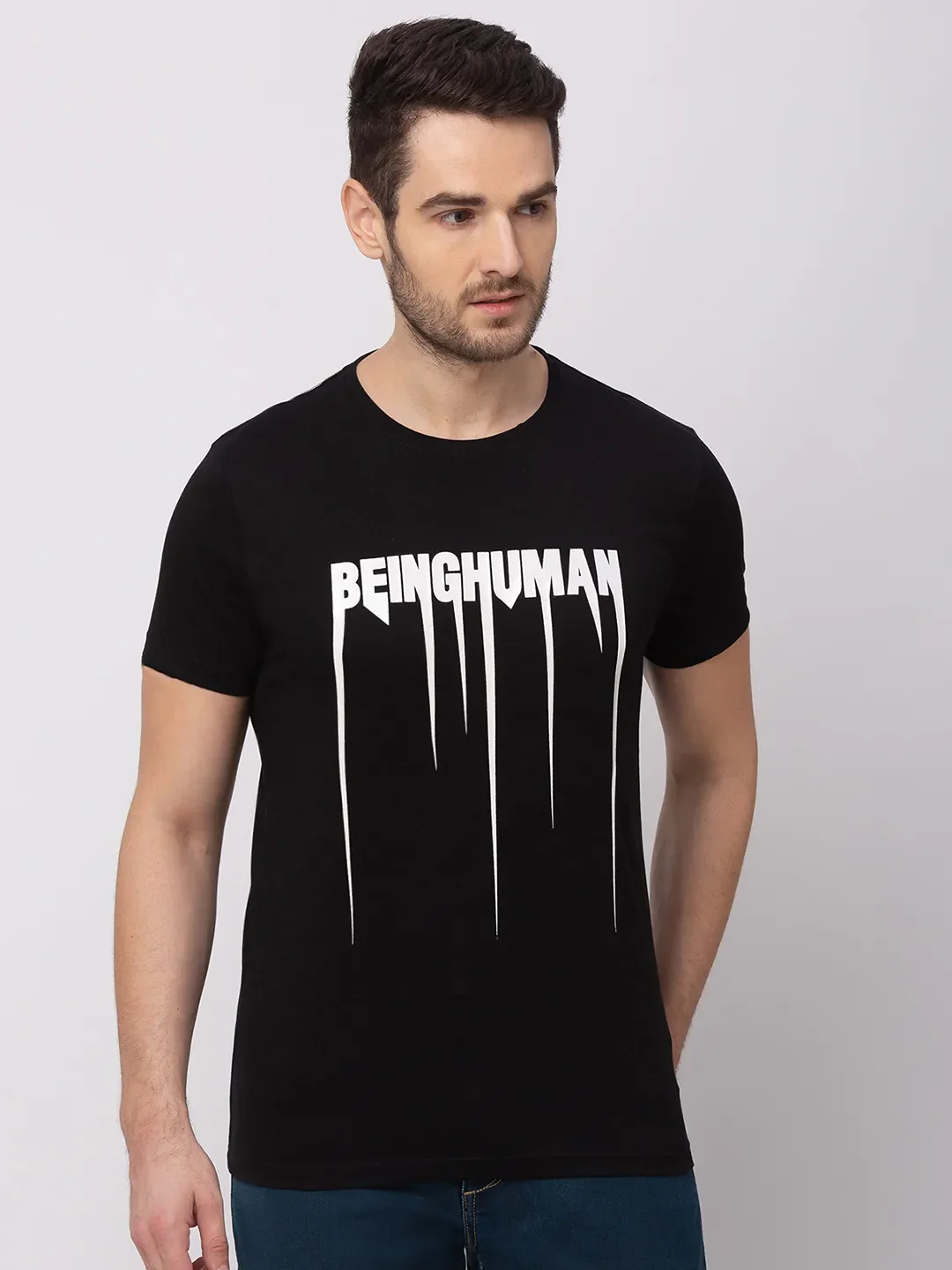 Black Regular Fit Men's Short Sleeves T-Shirt by Being Human Clothing - Image 3