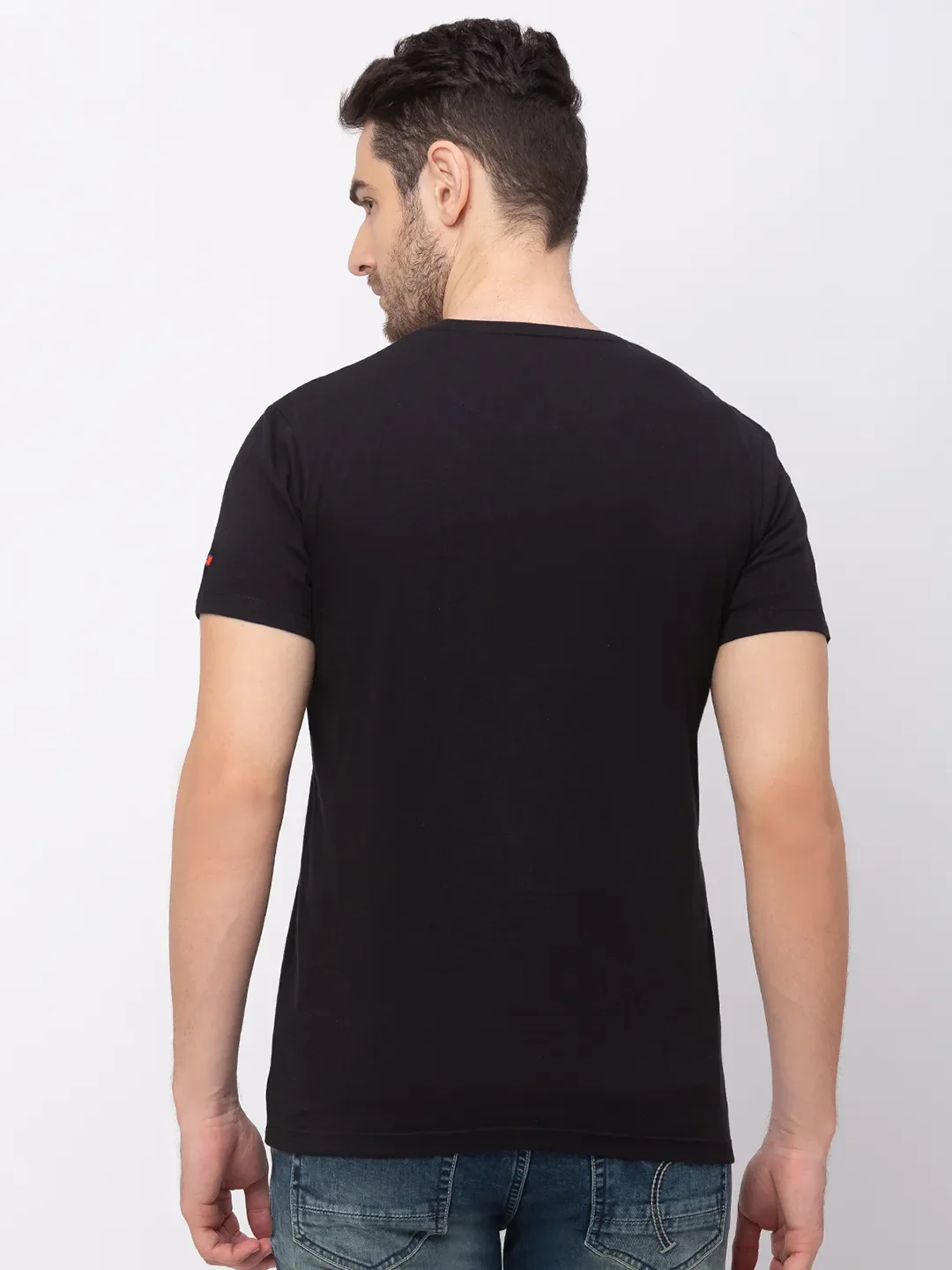 Black Regular Fit Men's Short Sleeves T-Shirt by Being Human Clothing - Image 2
