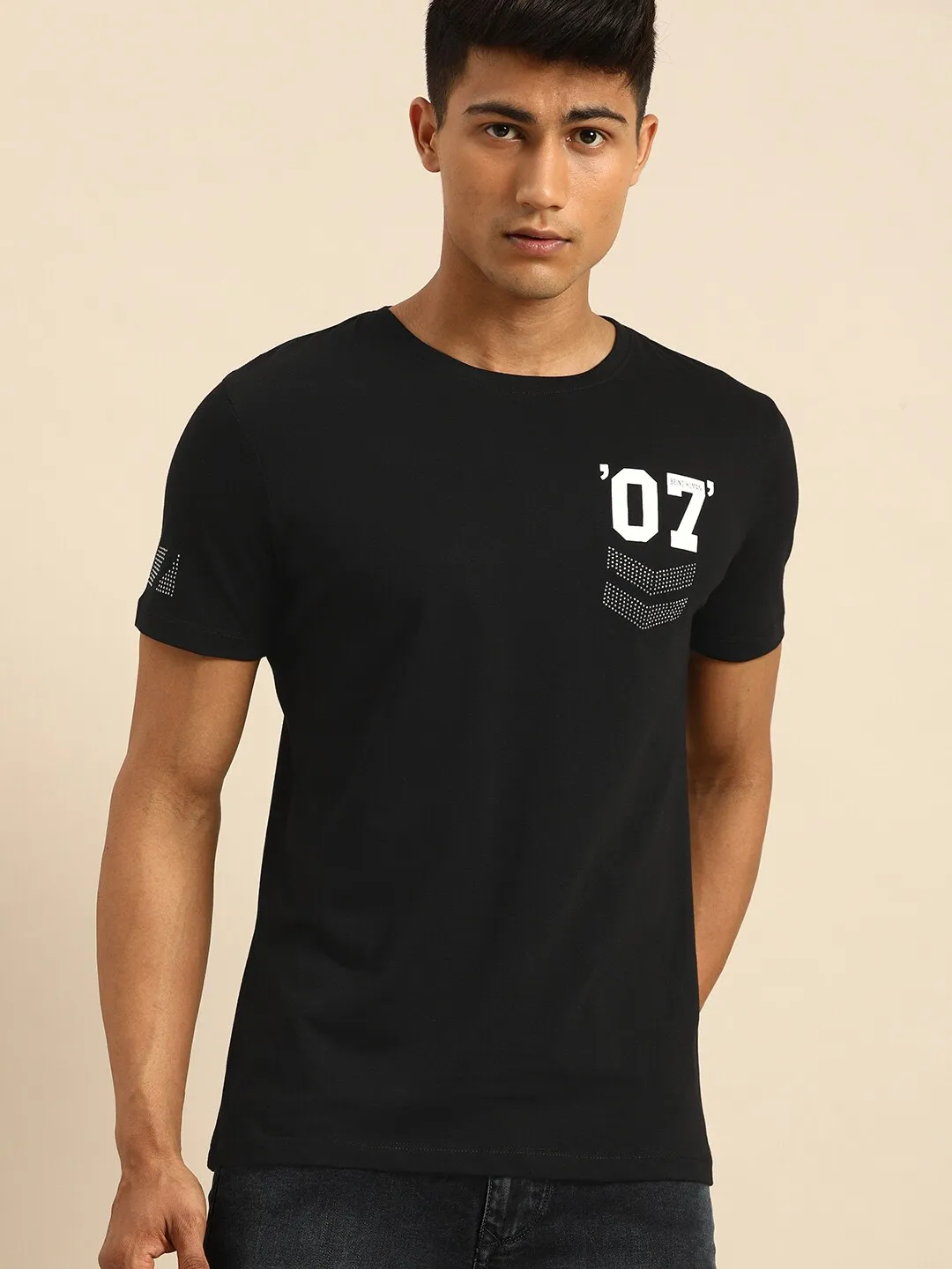 Black Regular Fit Men's Short Sleeves T-Shirt by Being Human Clothing