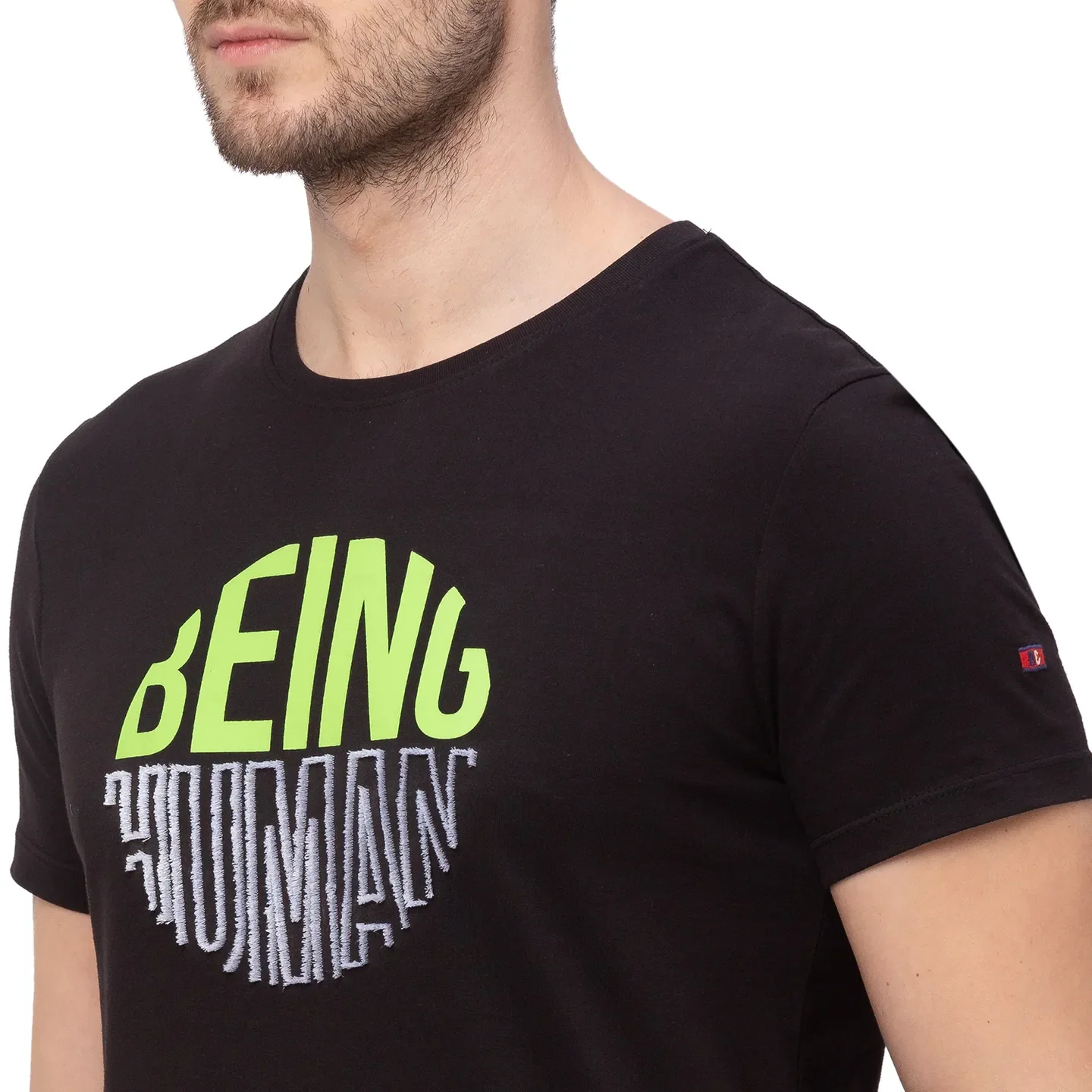Black Regular Fit Men's Short Sleeves T-Shirt by Being Human Clothing - Image 4