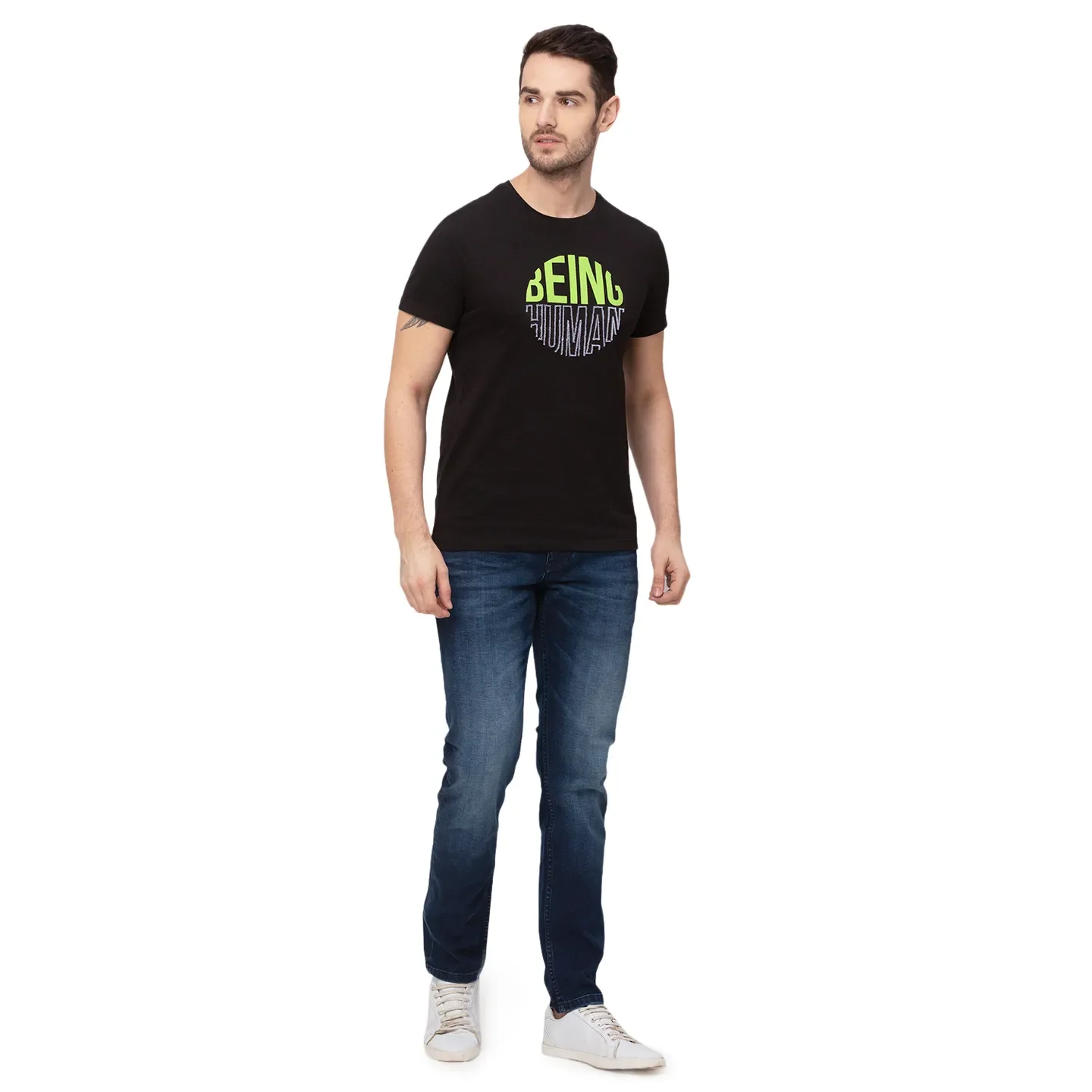 Black Regular Fit Men's Short Sleeves T-Shirt by Being Human Clothing - Image 5