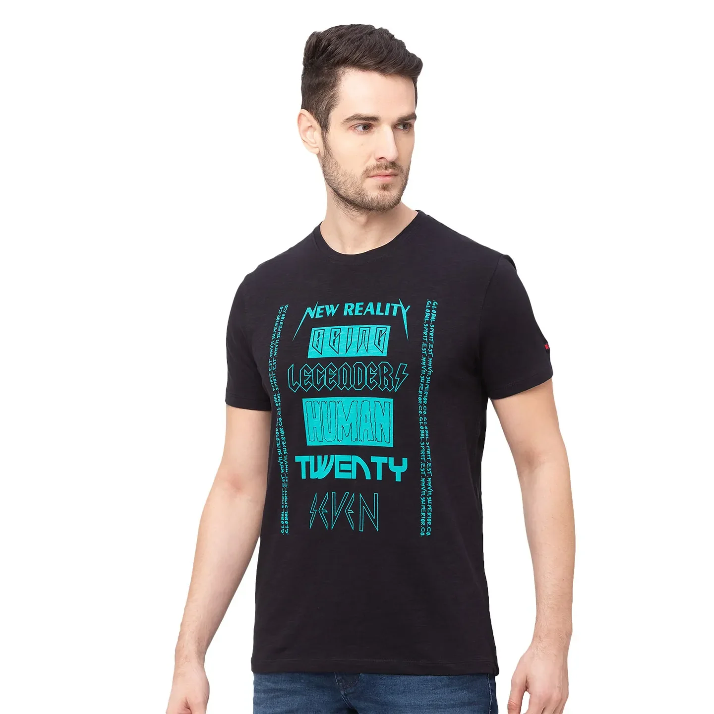 Black Regular Fit Men's Short Sleeves T-Shirt by Being Human Clothing - Image 3