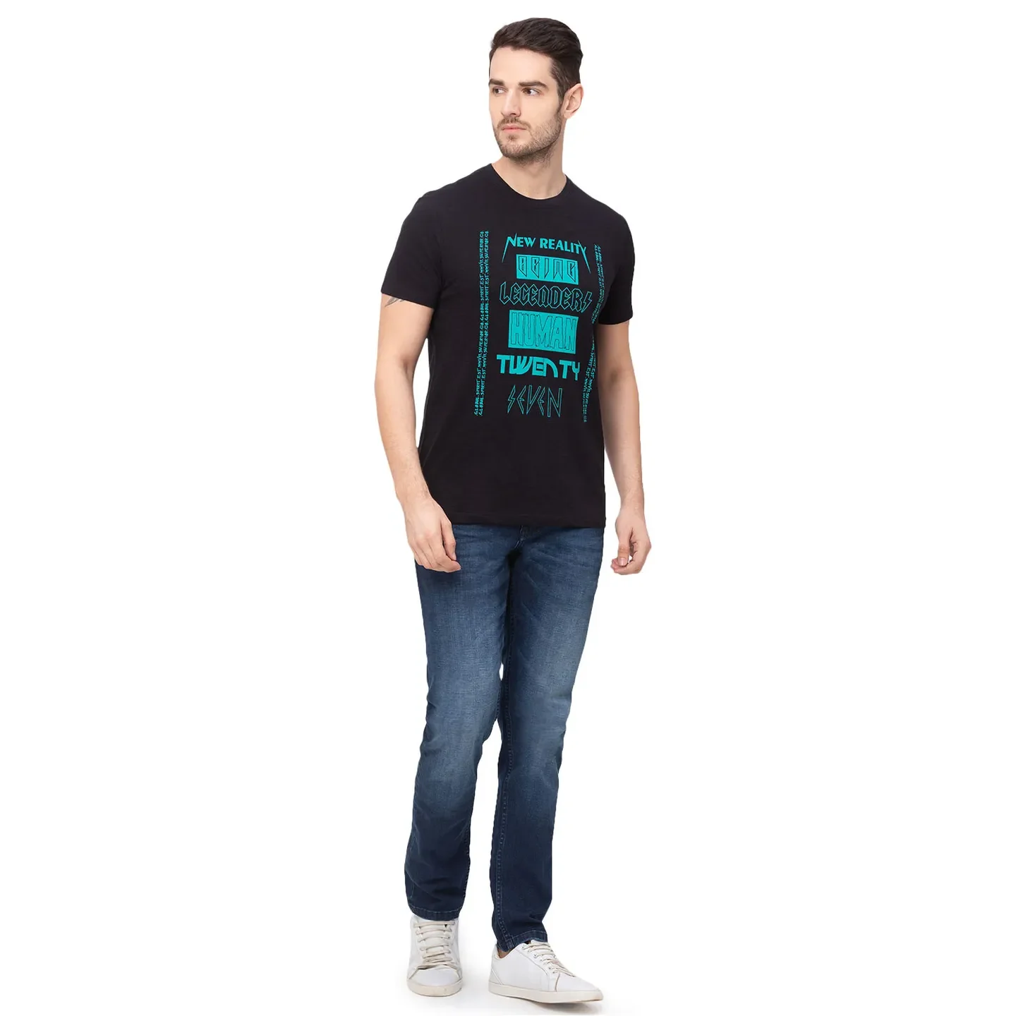 Black Regular Fit Men's Short Sleeves T-Shirt by Being Human Clothing - Image 5